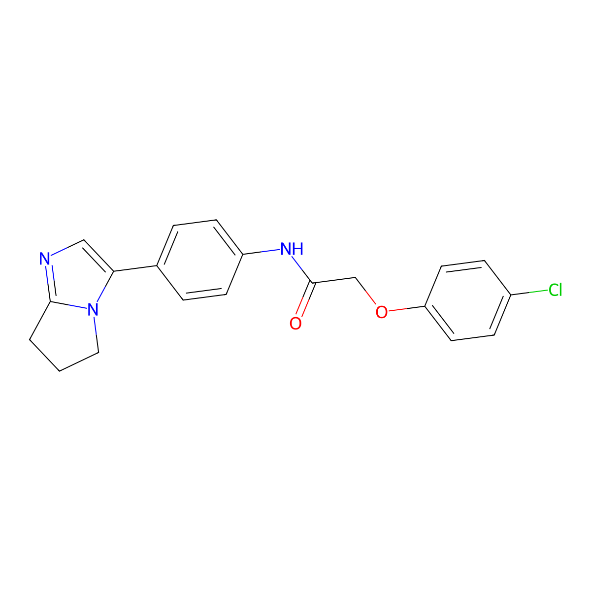 2-(4-chlorophenoxy)-N-(4-(6,7-dihydro-5H-pyrrolo[1,2-a]imidazol-3-yl)phenyl)acetamide molecular structure, CAS 1421508-19-1
