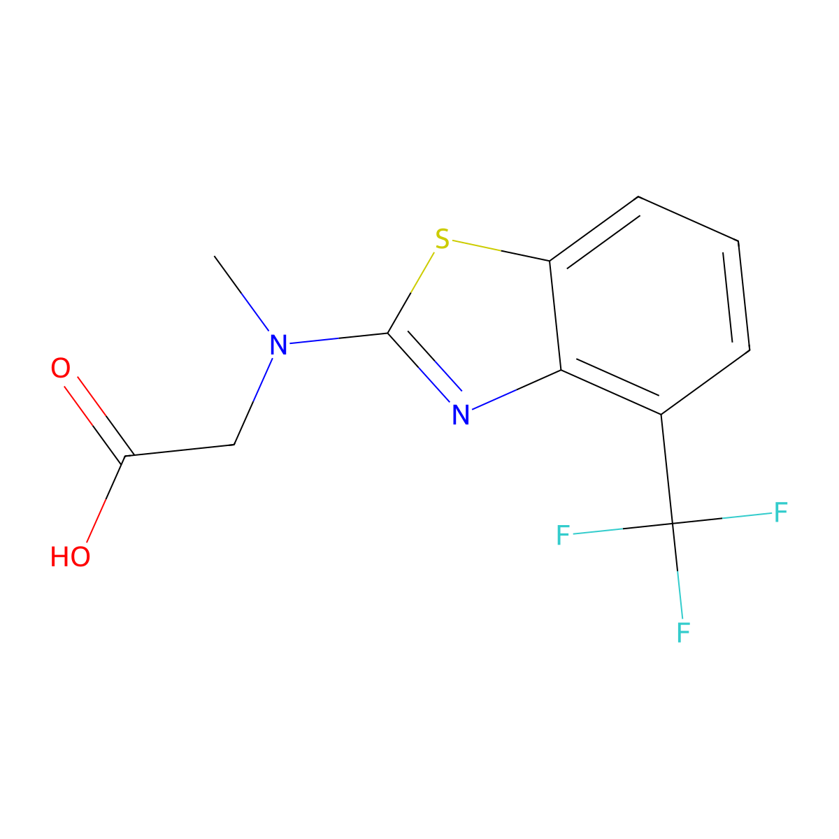 N-methyl-N-(4-(trifluoromethyl)benzo[d]thiazol-2-yl)glycine molecular structure, CAS 1421508-23-7