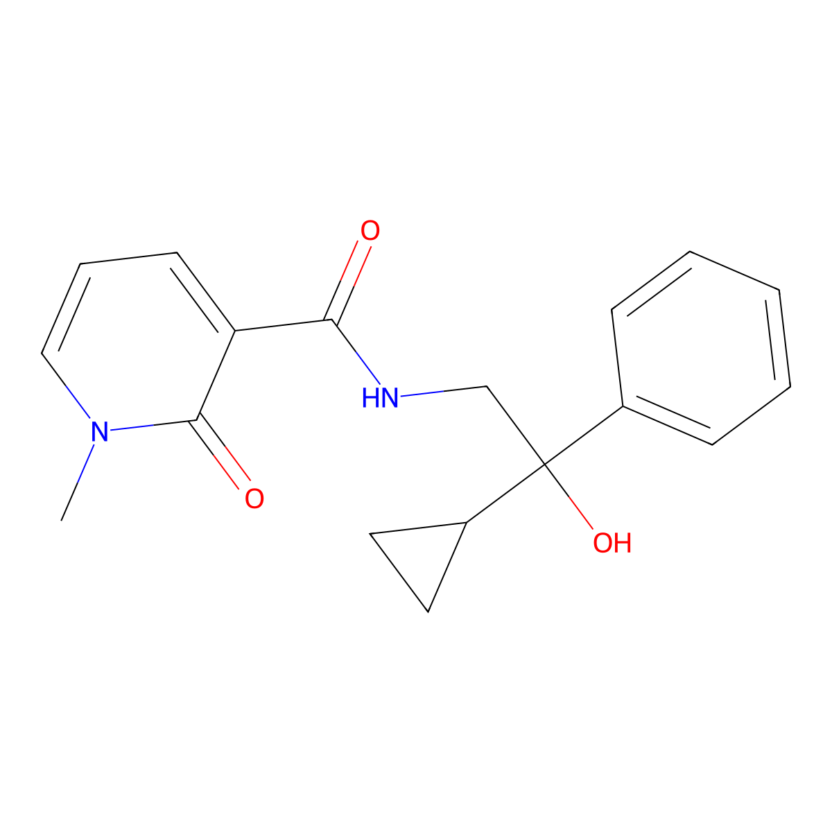 N-(2-cyclopropyl-2-hydroxy-2-phenylethyl)-1-methyl-2-oxo-1,2-dihydropyridine-3-carboxamide molecular structure, CAS 1421508-32-8