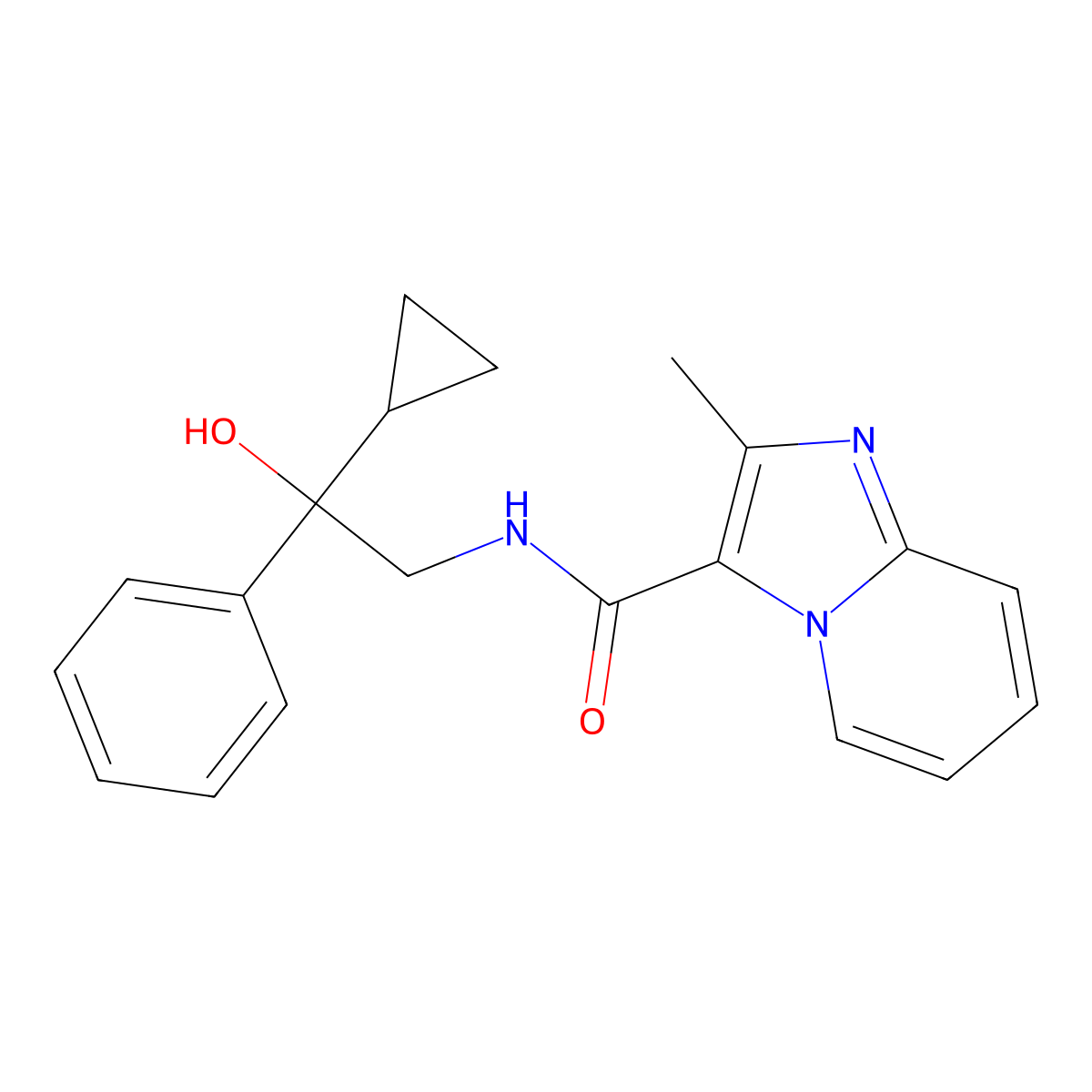 N-(2-cyclopropyl-2-hydroxy-2-phenylethyl)-2-methylimidazo[1,2-a]pyridine-3-carboxamide molecular structure, CAS 1421508-38-4