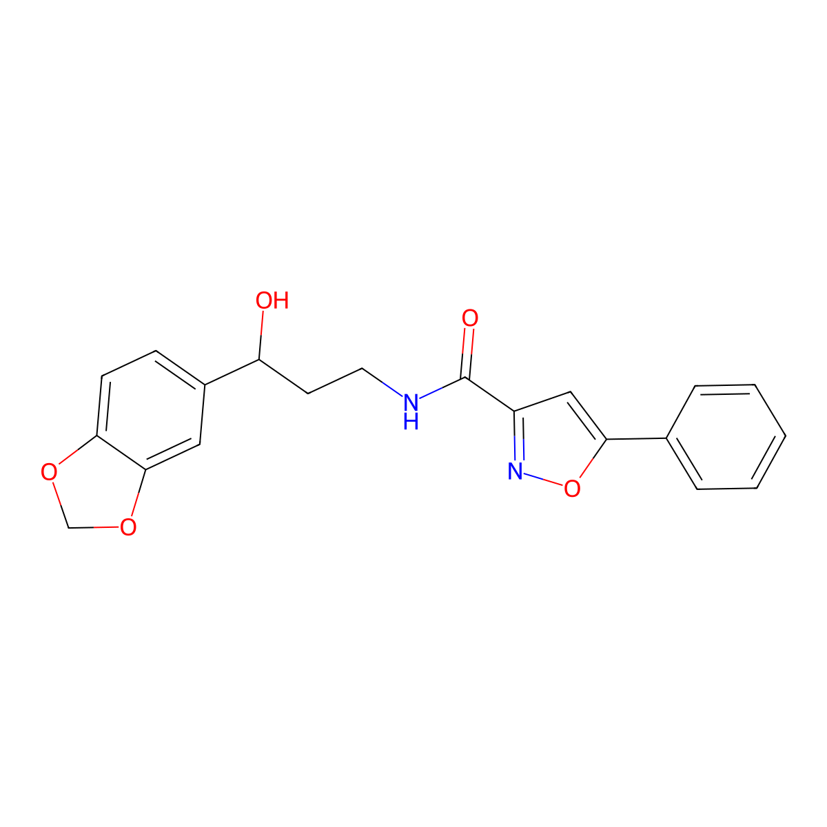 N-(3-(benzo[d][1,3]dioxol-5-yl)-3-hydroxypropyl)-5-phenylisoxazole-3-carboxamide molecular structure, CAS 1421508-40-8