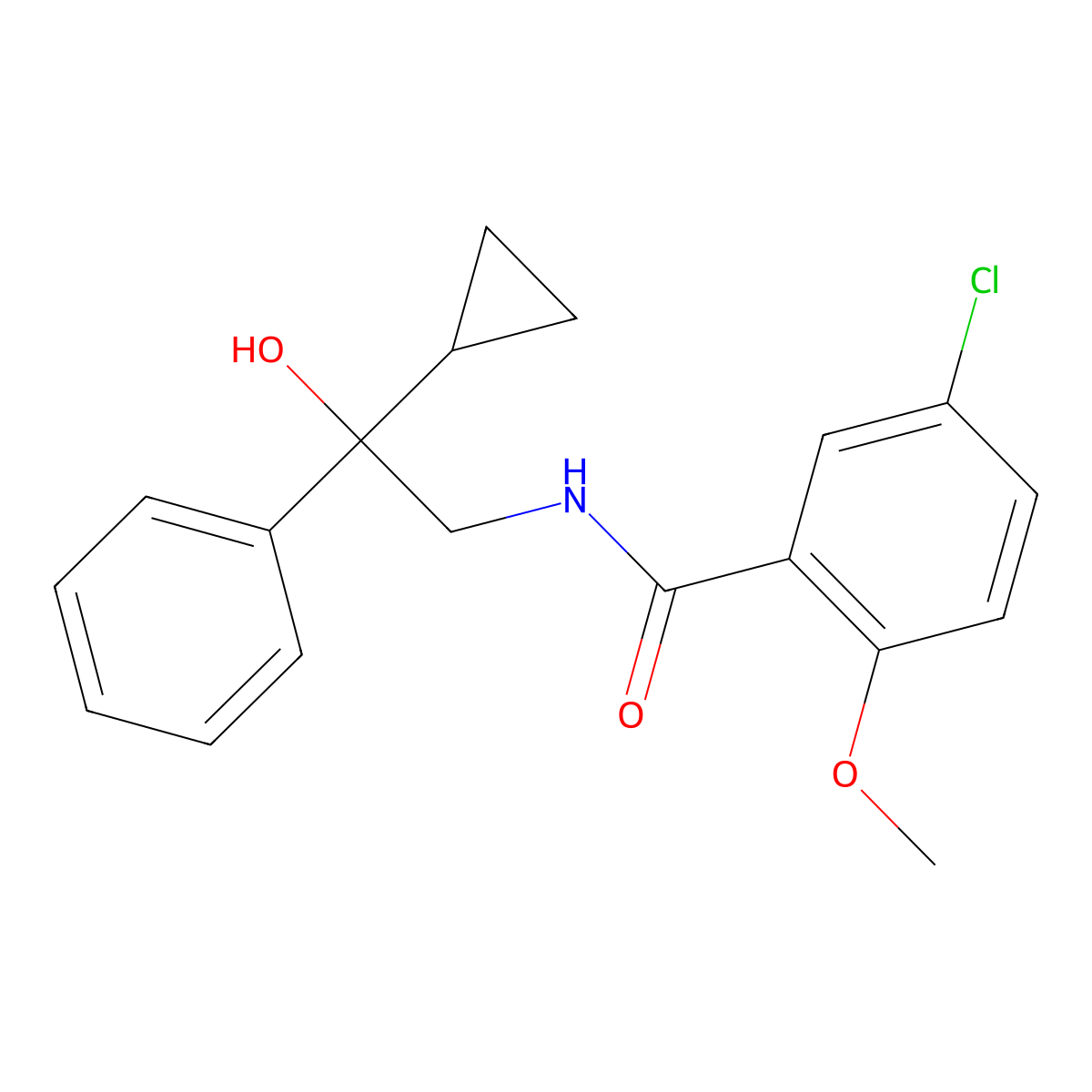 5-chloro-N-(2-cyclopropyl-2-hydroxy-2-phenylethyl)-2-methoxybenzamide molecular structure, CAS 1421508-45-3