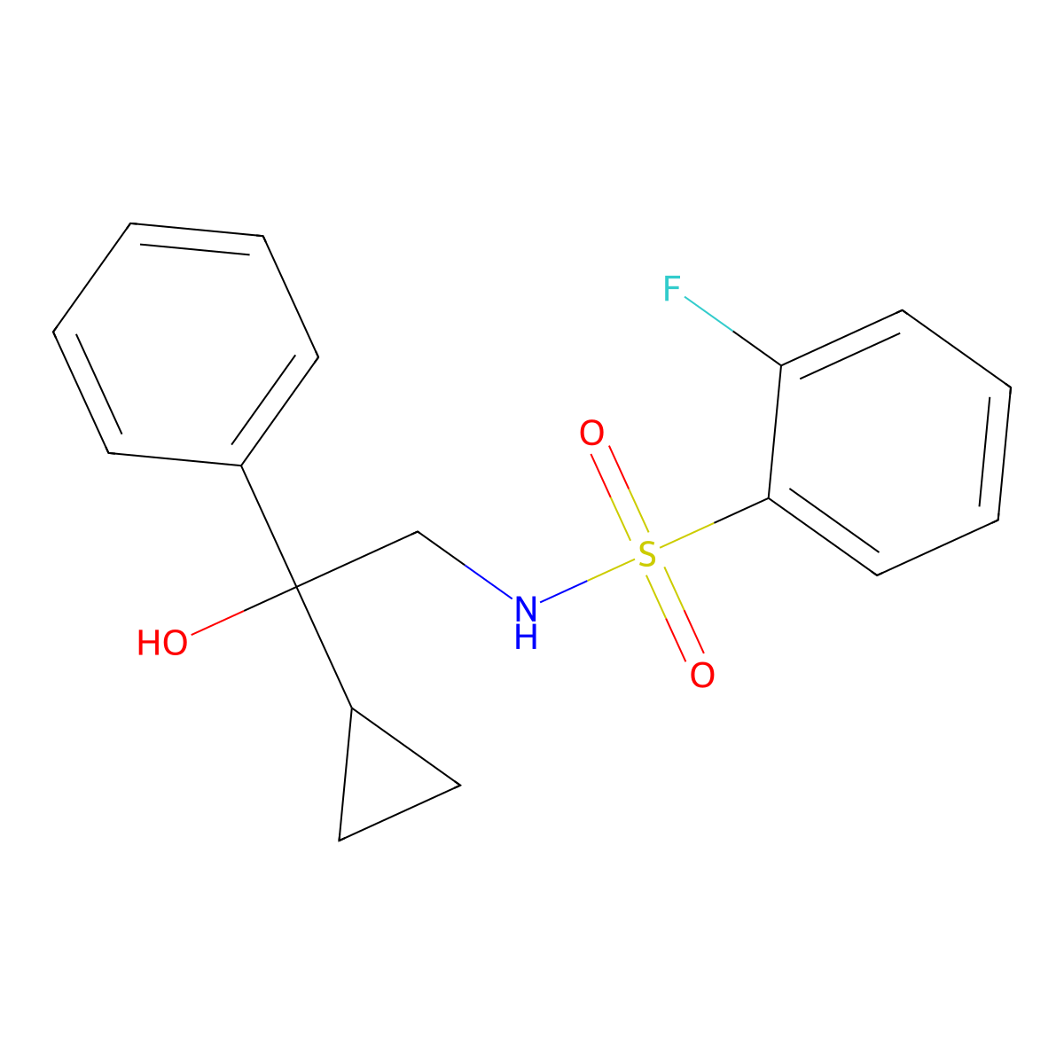 N-(2-cyclopropyl-2-hydroxy-2-phenylethyl)-2-fluorobenzenesulfonamide molecular structure, CAS 1421508-50-0