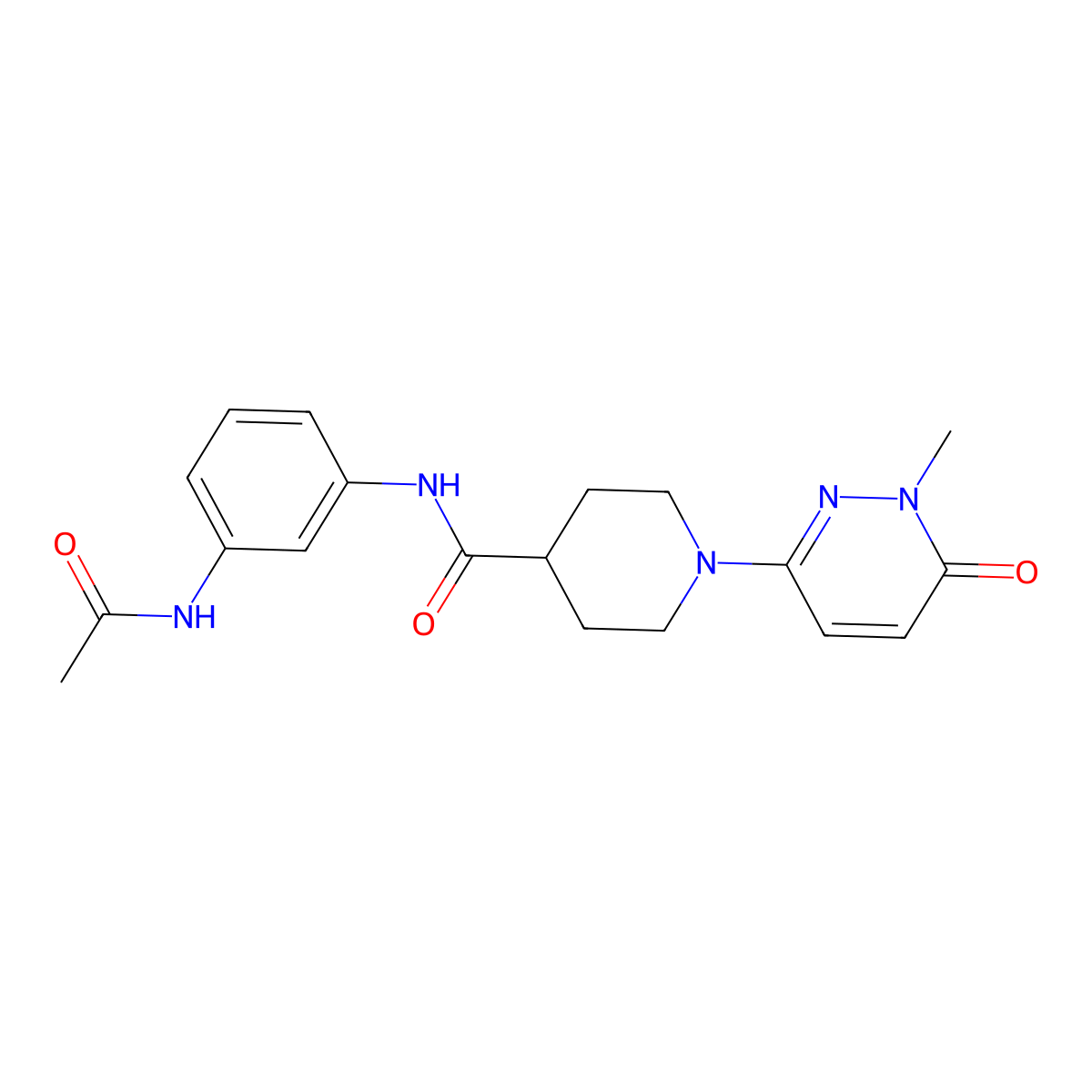 N-(3-acetamidophenyl)-1-(1-methyl-6-oxo-1,6-dihydropyridazin-3-yl)piperidine-4-carboxamide molecular structure, CAS 1421508-55-5