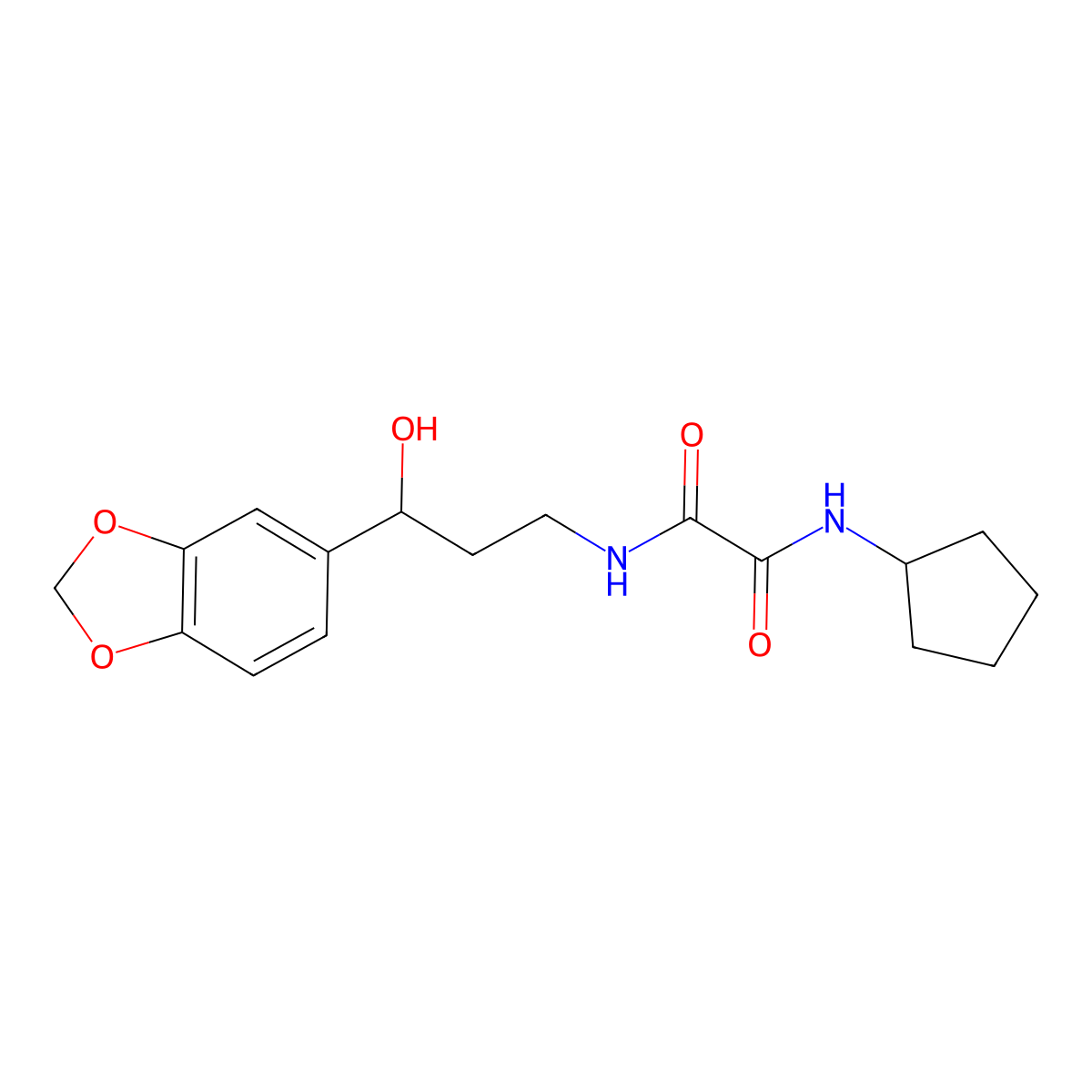 N1-(3-(benzo[d][1,3]dioxol-5-yl)-3-hydroxypropyl)-N2-cyclopentyloxalamide molecular structure, CAS 1421508-57-7