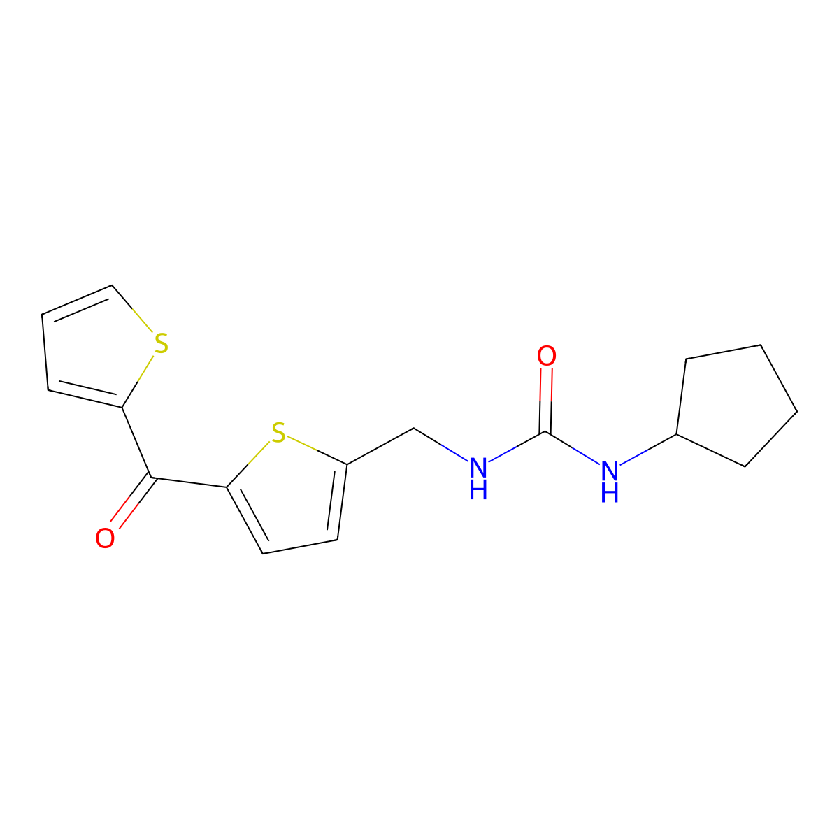1-Cyclopentyl-3-{[5-(thiophene-2-carbonyl)thiophen-2-YL]methyl}urea molecular structure, CAS 1421508-69-1