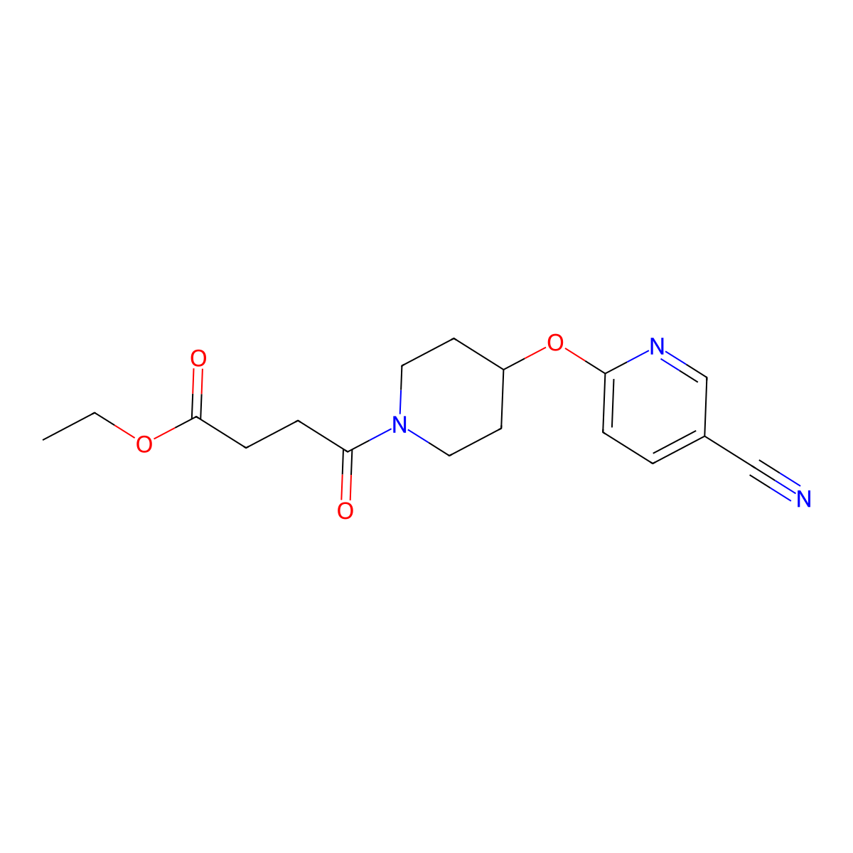 Ethyl 4-(4-((5-cyanopyridin-2-yl)oxy)piperidin-1-yl)-4-oxobutanoate molecular structure, CAS 1421508-78-2