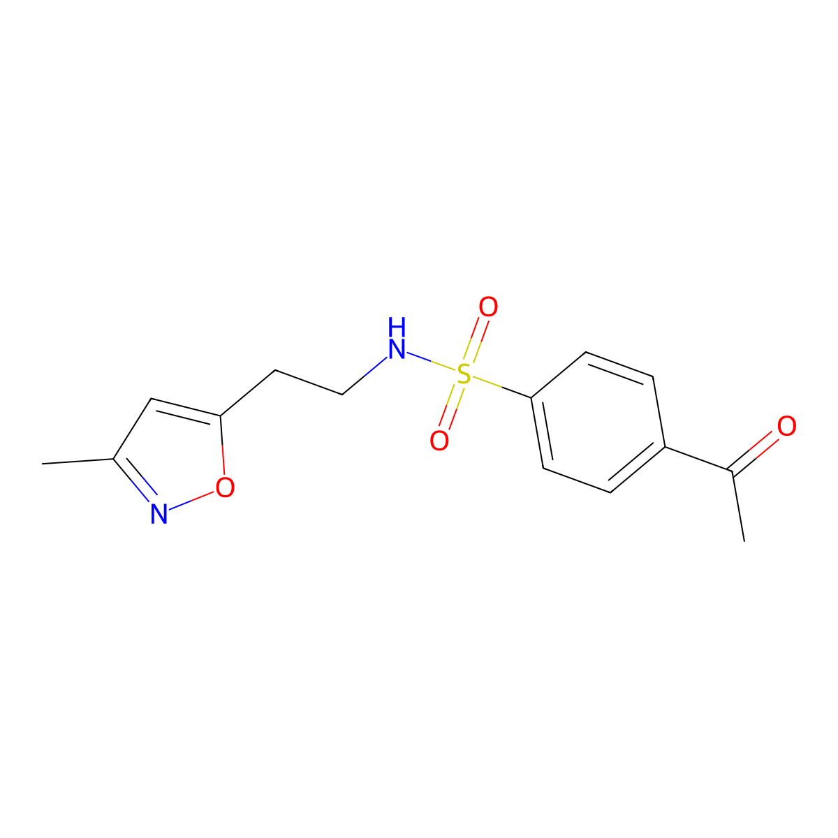 4-acetyl-N-(2-(3-methylisoxazol-5-yl)ethyl)benzenesulfonamide molecular structure, CAS 1421508-79-3