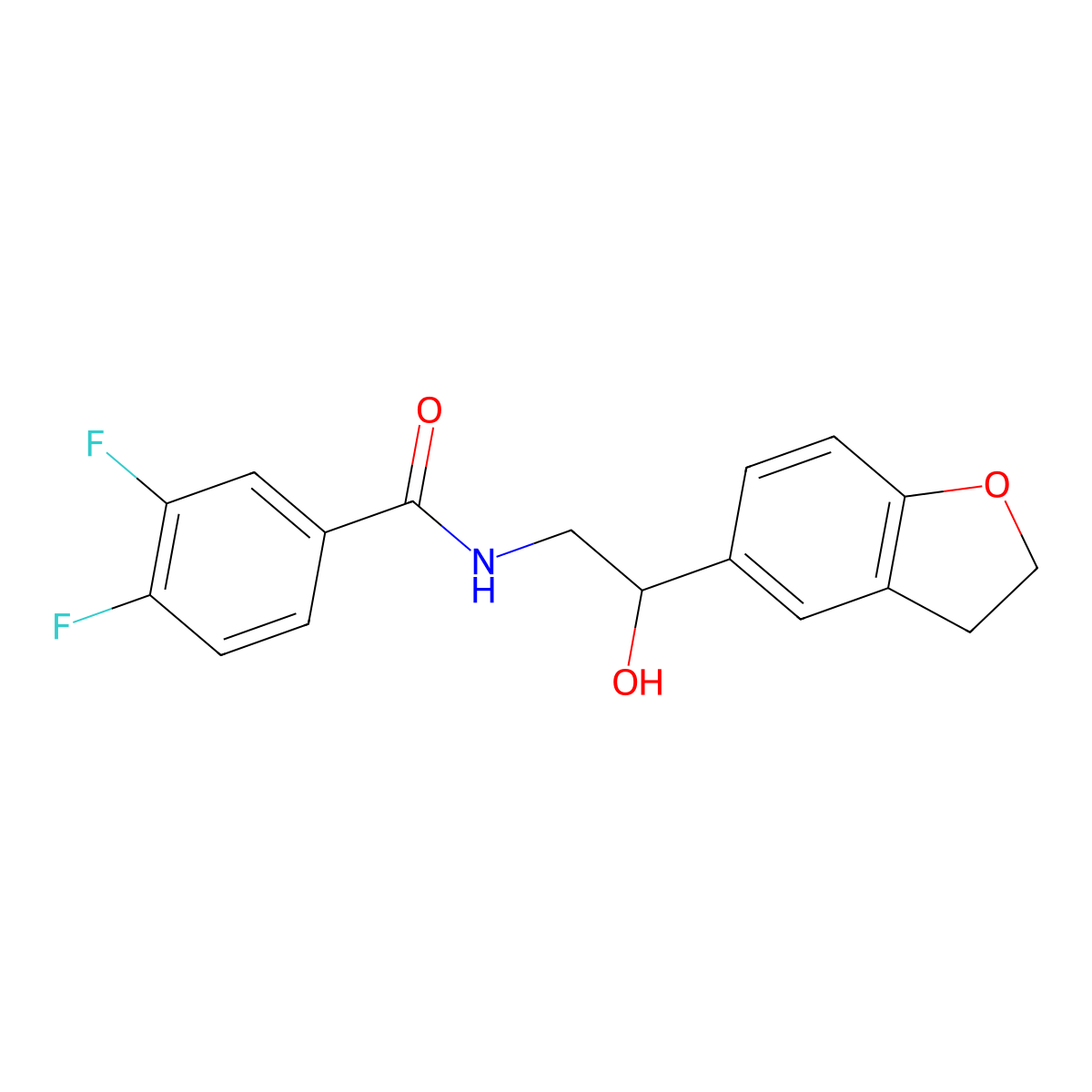 N-(2-(2,3-dihydrobenzofuran-5-yl)-2-hydroxyethyl)-3,4-difluorobenzamide molecular structure, CAS 1421508-82-8