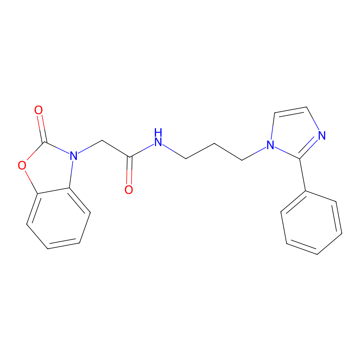 2-(2-oxobenzo[d]oxazol-3(2H)-yl)-N-(3-(2-phenyl-1H-imidazol-1-yl)propyl)acetamide molecular structure, CAS 1421508-84-0