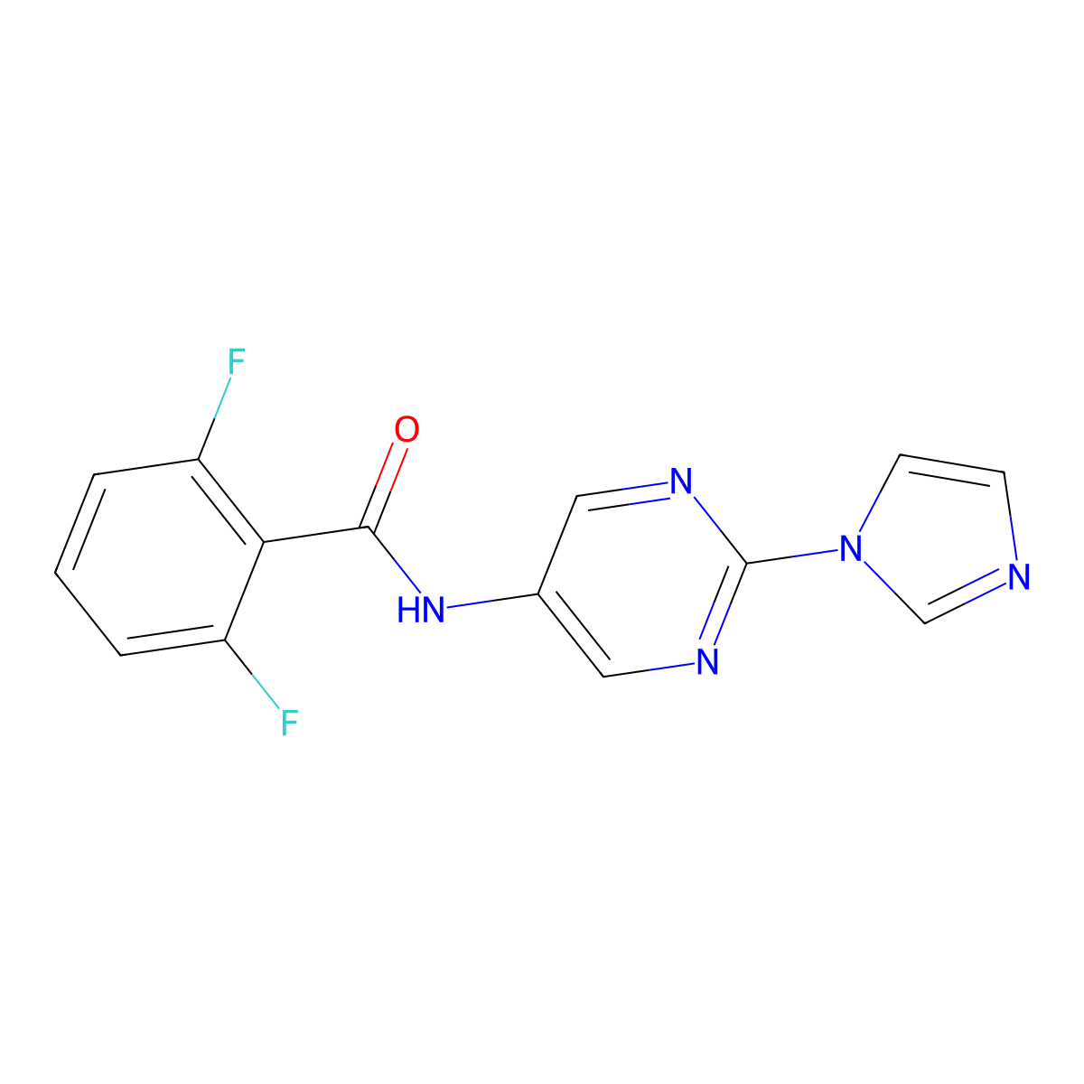 N-(2-(1H-imidazol-1-yl)pyrimidin-5-yl)-2,6-difluorobenzamide molecular structure, CAS 1421508-95-3