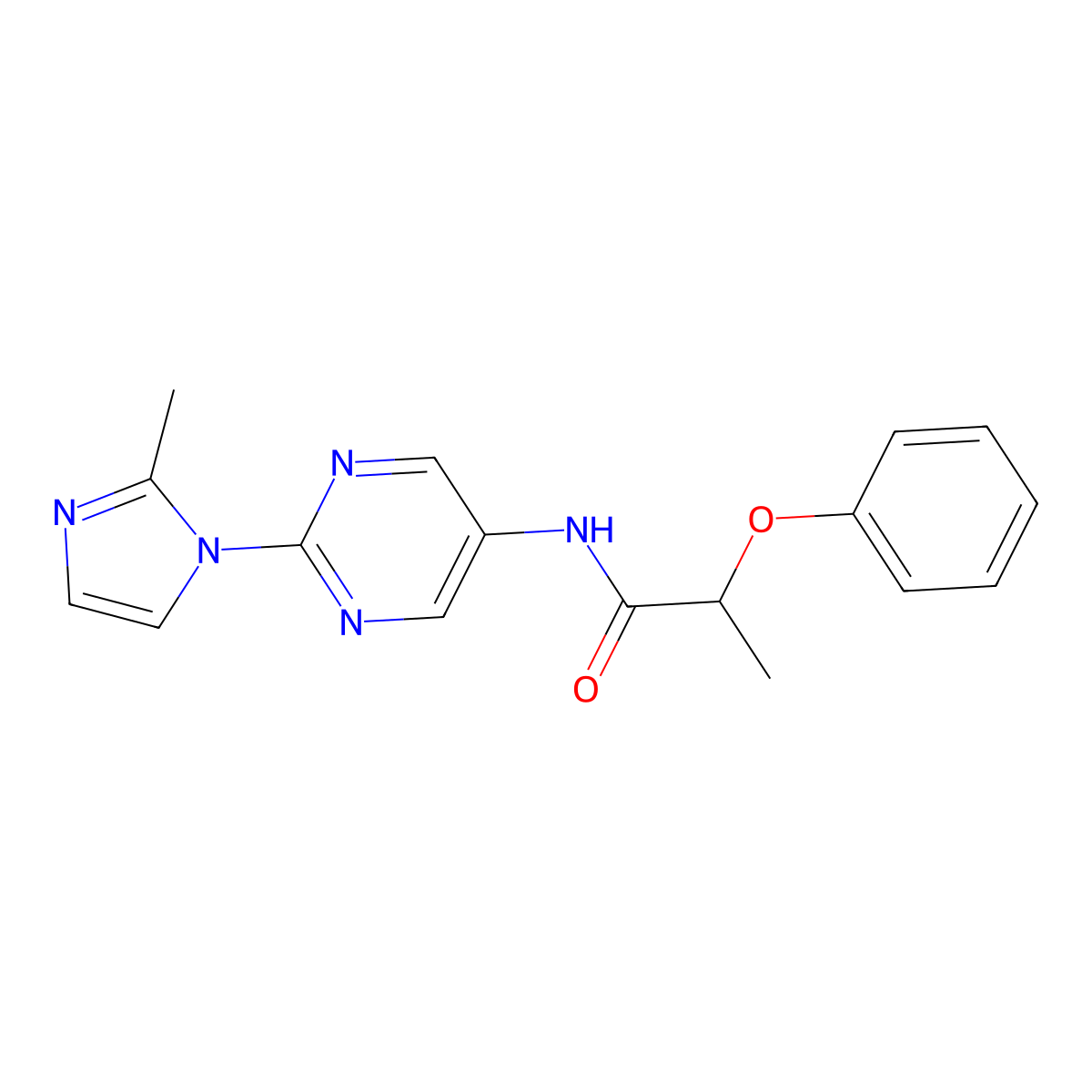 N-[2-(2-methyl-1H-imidazol-1-yl)pyrimidin-5-yl]-2-phenoxypropanamide molecular structure, CAS 1421508-99-7