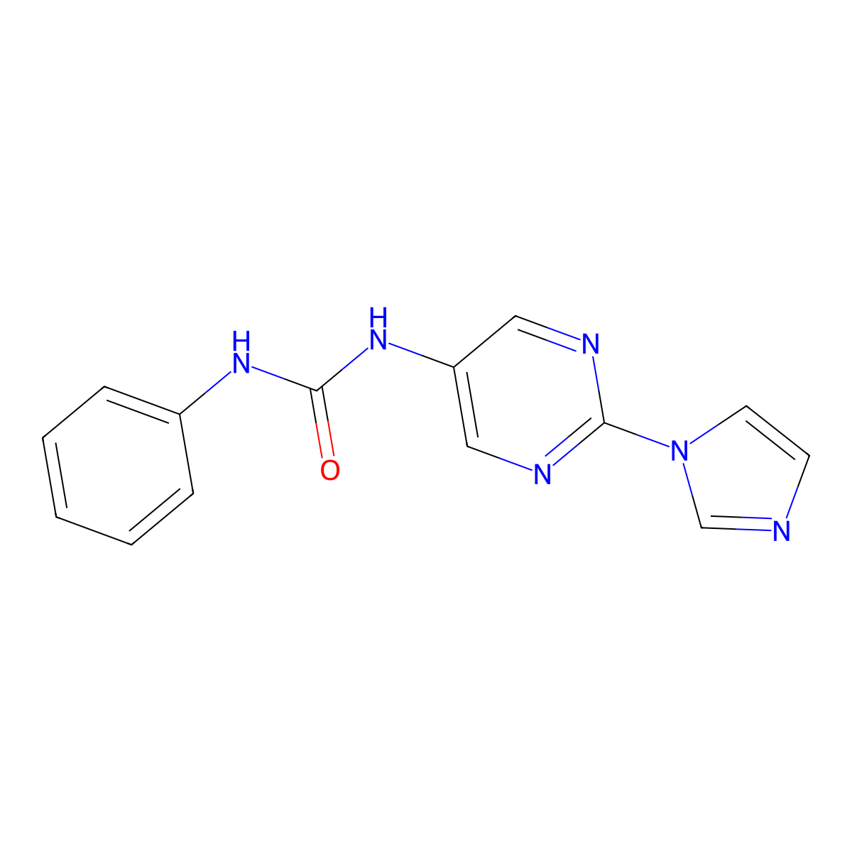 1-(2-(1H-imidazol-1-yl)pyrimidin-5-yl)-3-phenylurea molecular structure, CAS 1421509-05-8