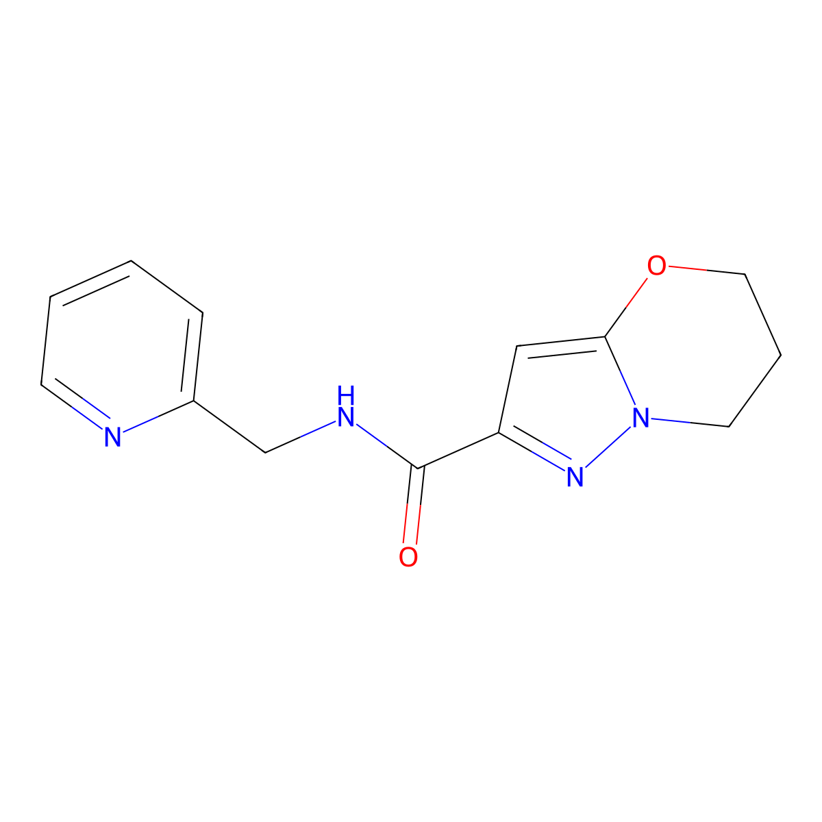 N-(pyridin-2-ylmethyl)-6,7-dihydro-5H-pyrazolo[5,1-b][1,3]oxazine-2-carboxamide molecular structure, CAS 1421509-08-1