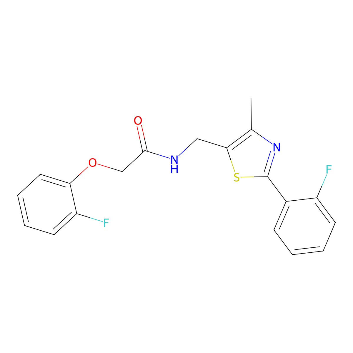 2-(2-fluorophenoxy)-N-((2-(2-fluorophenyl)-4-methylthiazol-5-yl)methyl)acetamide molecular structure, CAS 1421509-15-0