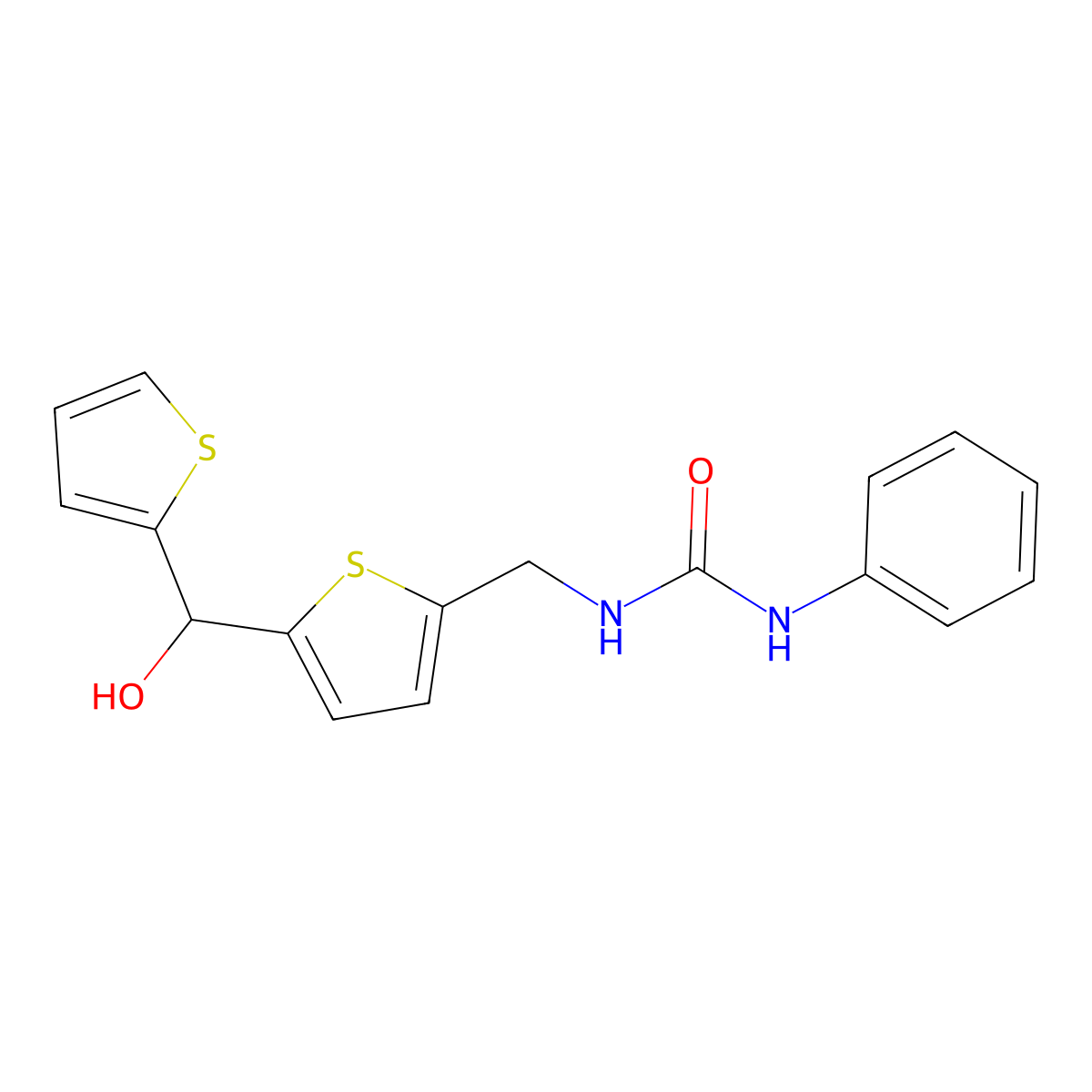 1-((5-(Hydroxy(thiophen-2-yl)methyl)thiophen-2-yl)methyl)-3-phenylurea molecular structure, CAS 1421509-24-1