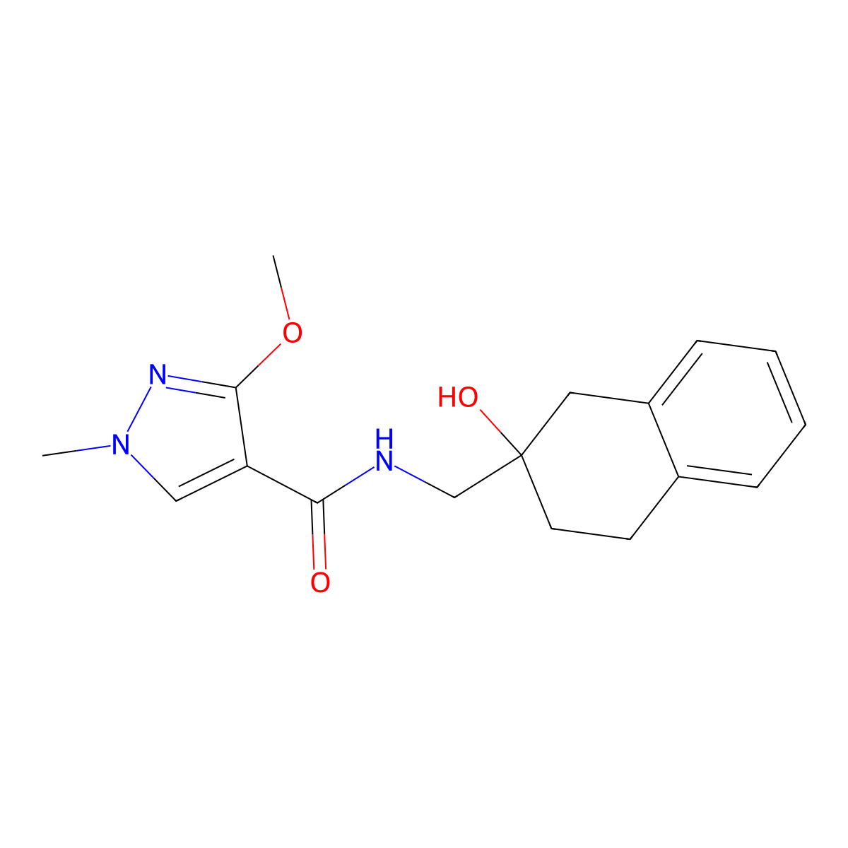 N-[(2-hydroxy-1,2,3,4-tetrahydronaphthalen-2-yl)methyl]-3-methoxy-1-methyl-1H-pyrazole-4-carboxamide molecular structure, CAS 1421509-32-1