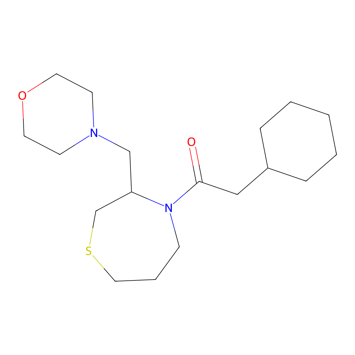 2-Cyclohexyl-1-(3-(morpholinomethyl)-1,4-thiazepan-4-yl)ethanone molecular structure, CAS 1421509-33-2