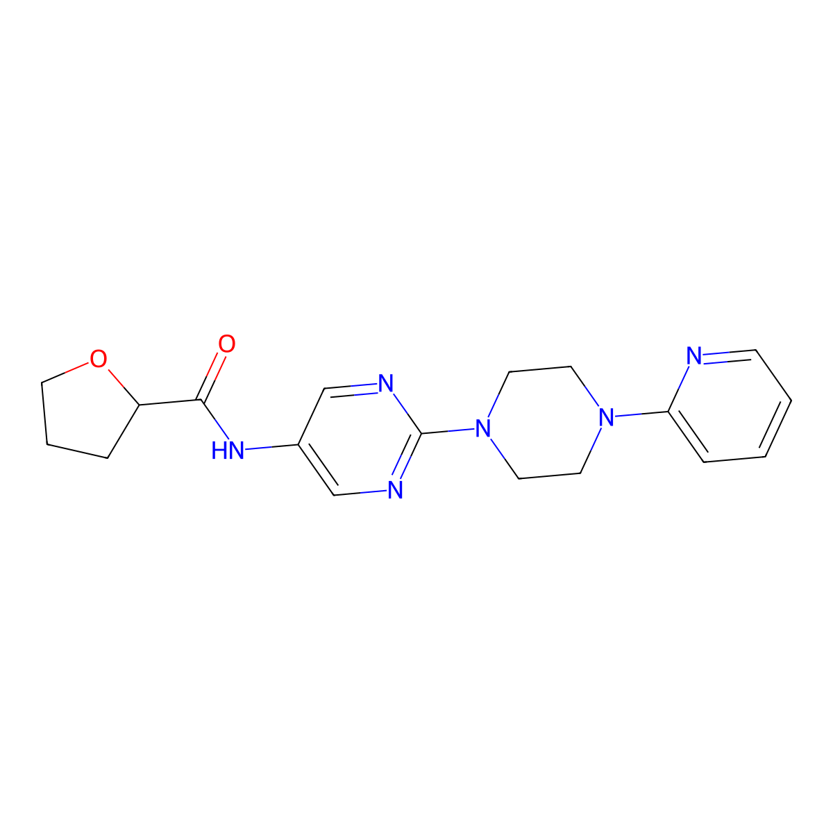 N-(2-(4-(pyridin-2-yl)piperazin-1-yl)pyrimidin-5-yl)tetrahydrofuran-2-carboxamide molecular structure, CAS 1421509-35-4