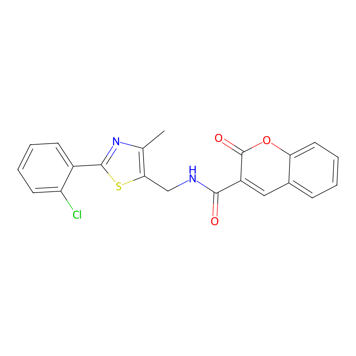 N-((2-(2-chlorophenyl)-4-methylthiazol-5-yl)methyl)-2-oxo-2H-chromene-3-carboxamide molecular structure, CAS 1421509-37-6