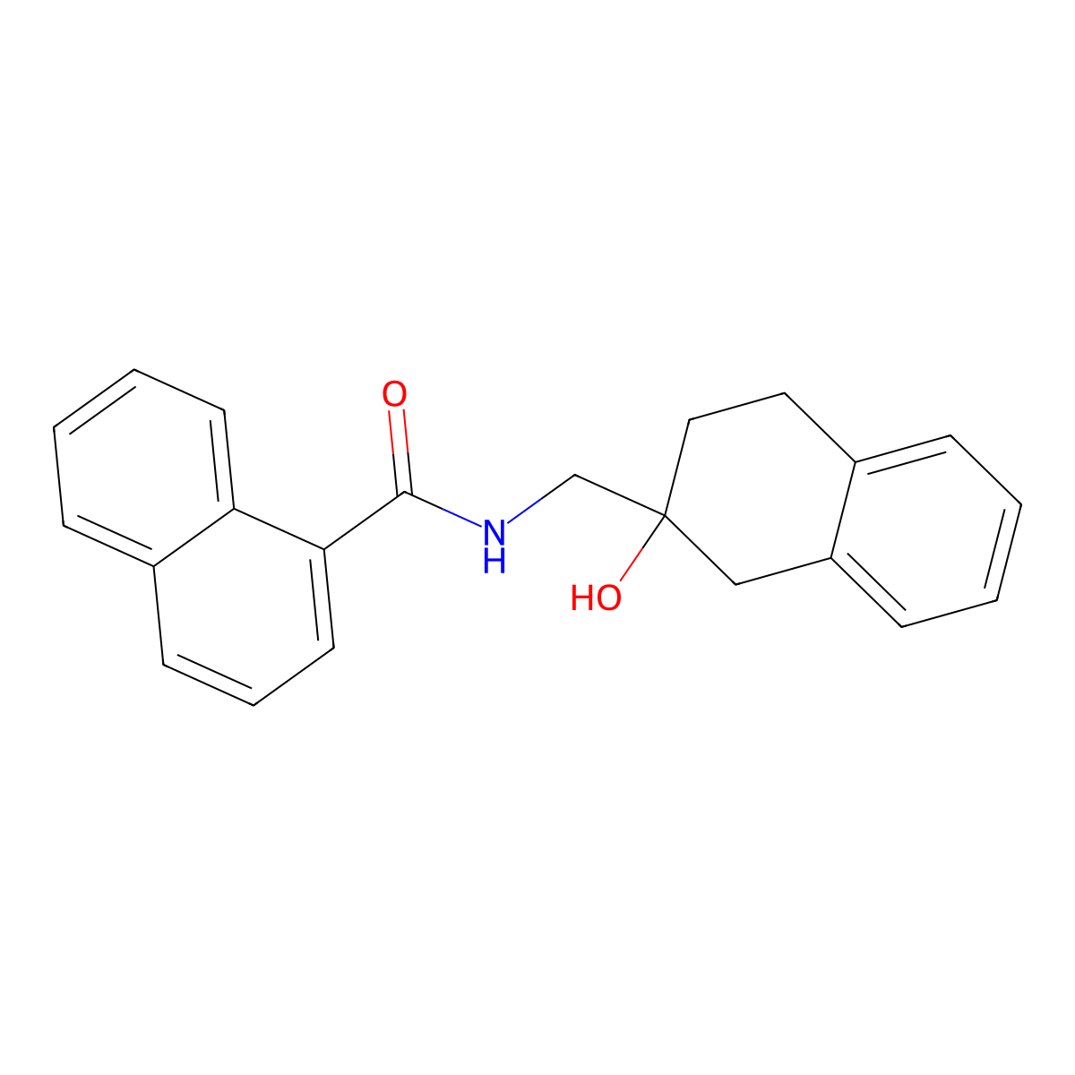 N-((2-hydroxy-1,2,3,4-tetrahydronaphthalen-2-yl)methyl)-1-naphthamide molecular structure, CAS 1421509-38-7