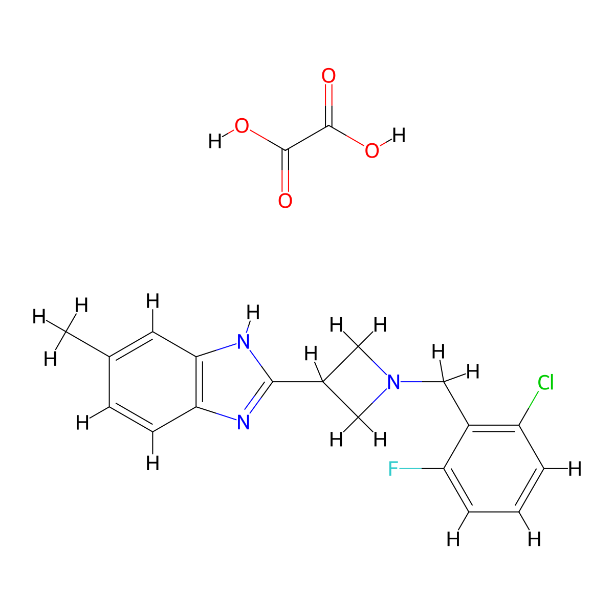 2-(1-(2-chloro-6-fluorobenzyl)azetidin-3-yl)-5-methyl-1H-benzo[d]imidazole oxalate molecular structure, CAS 1421509-48-9