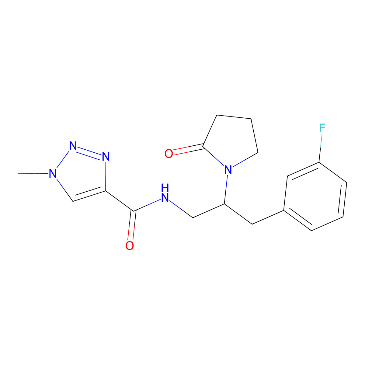 N-[3-(3-fluorophenyl)-2-(2-oxopyrrolidin-1-yl)propyl]-1-methyl-1H-1,2,3-triazole-4-carboxamide molecular structure, CAS 1421509-61-6