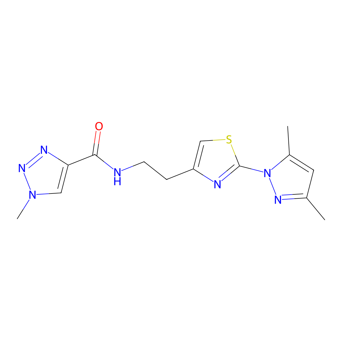 N-(2-(2-(3,5-dimethyl-1H-pyrazol-1-yl)thiazol-4-yl)ethyl)-1-methyl-1H-1,2,3-triazole-4-carboxamide molecular structure, CAS 1421509-69-4