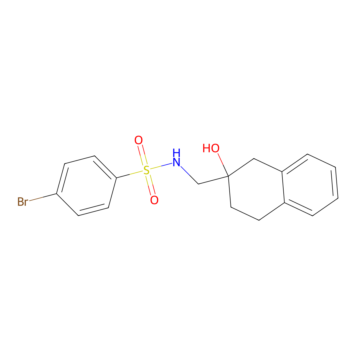 4-bromo-N-((2-hydroxy-1,2,3,4-tetrahydronaphthalen-2-yl)methyl)benzenesulfonamide molecular structure, CAS 1421509-71-8
