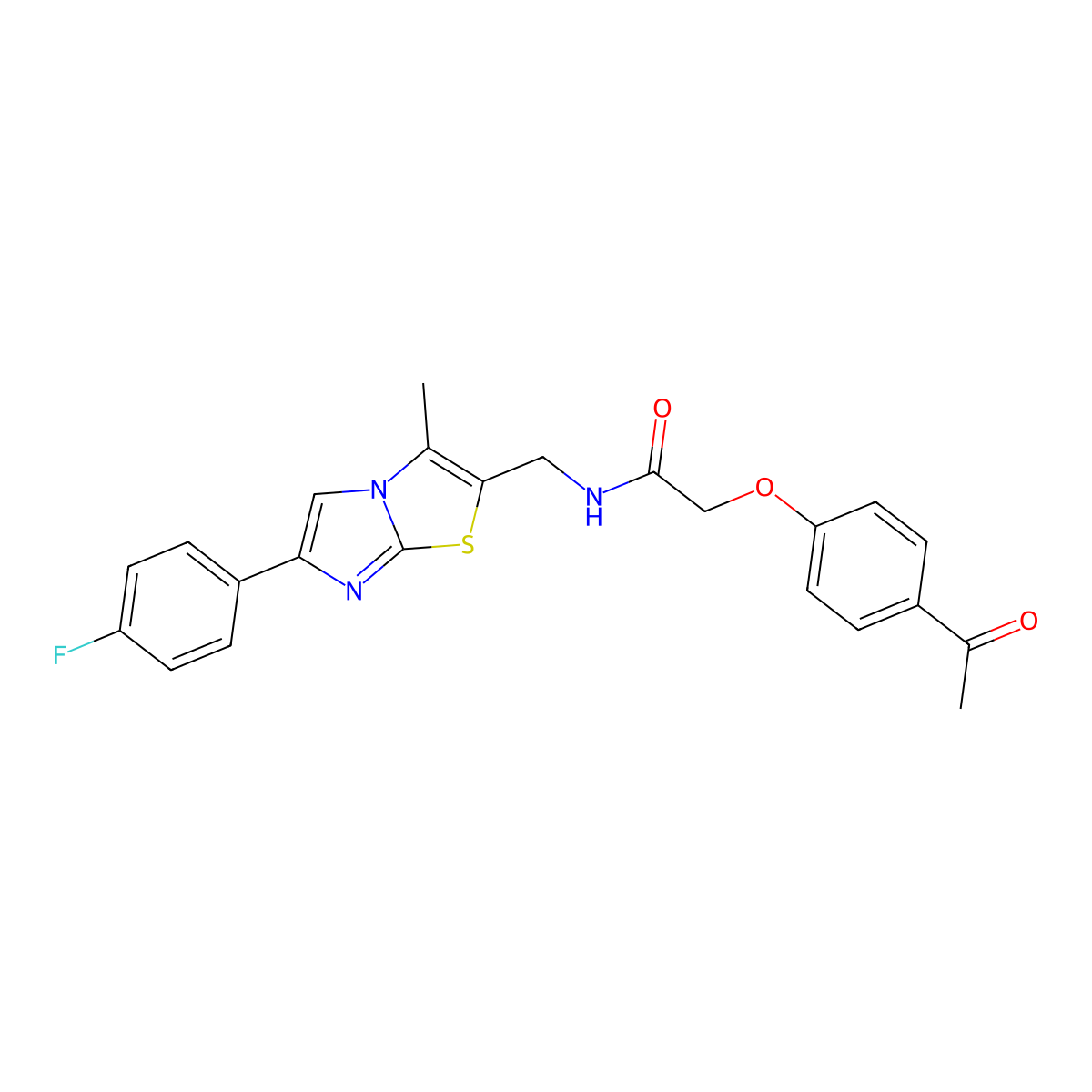 2-(4-acetylphenoxy)-N-((6-(4-fluorophenyl)-3-methylimidazo[2,1-b]thiazol-2-yl)methyl)acetamide molecular structure, CAS 1421509-75-2