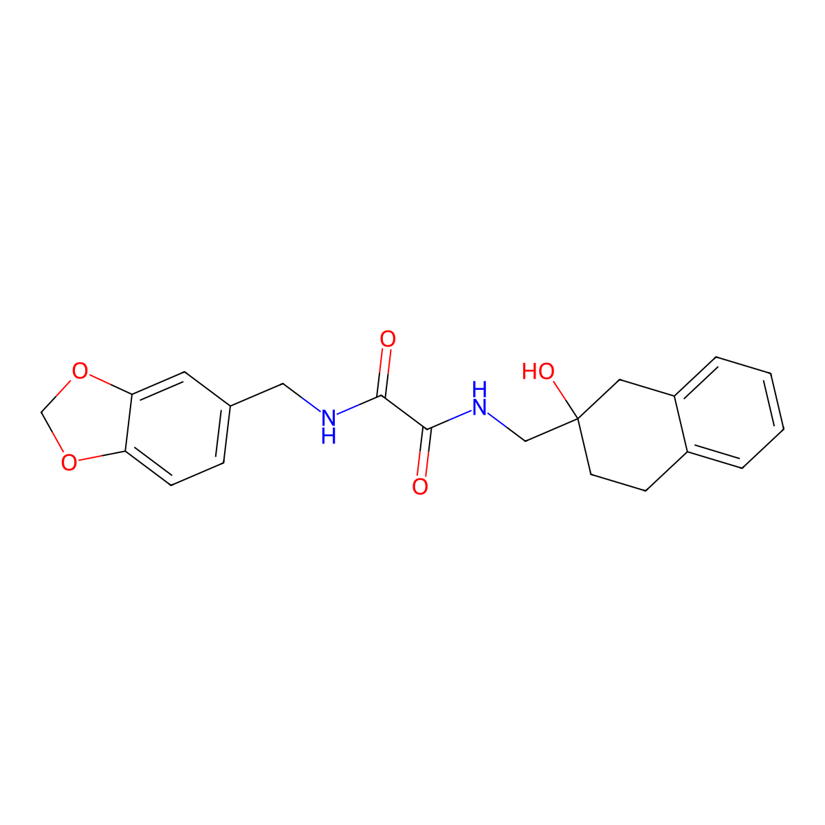 N1-(benzo[d][1,3]dioxol-5-ylmethyl)-N2-((2-hydroxy-1,2,3,4-tetrahydronaphthalen-2-yl)methyl)oxalamide molecular structure, CAS 1421509-78-5