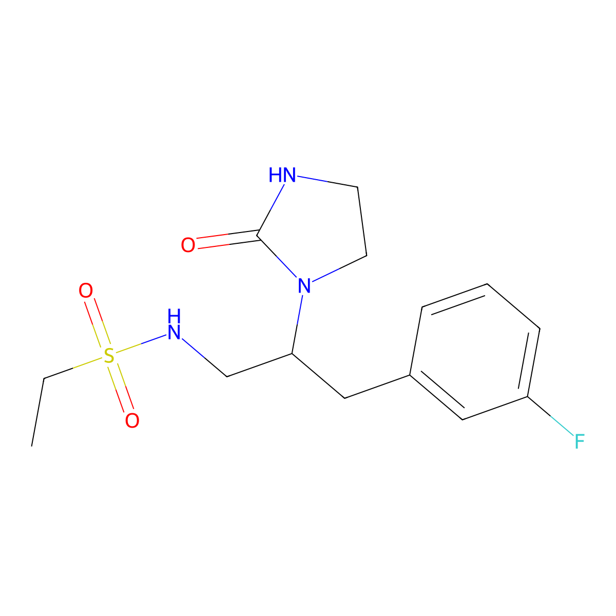 N-(3-(3-fluorophenyl)-2-(2-oxoimidazolidin-1-yl)propyl)ethanesulfonamide molecular structure, CAS 1421509-88-7