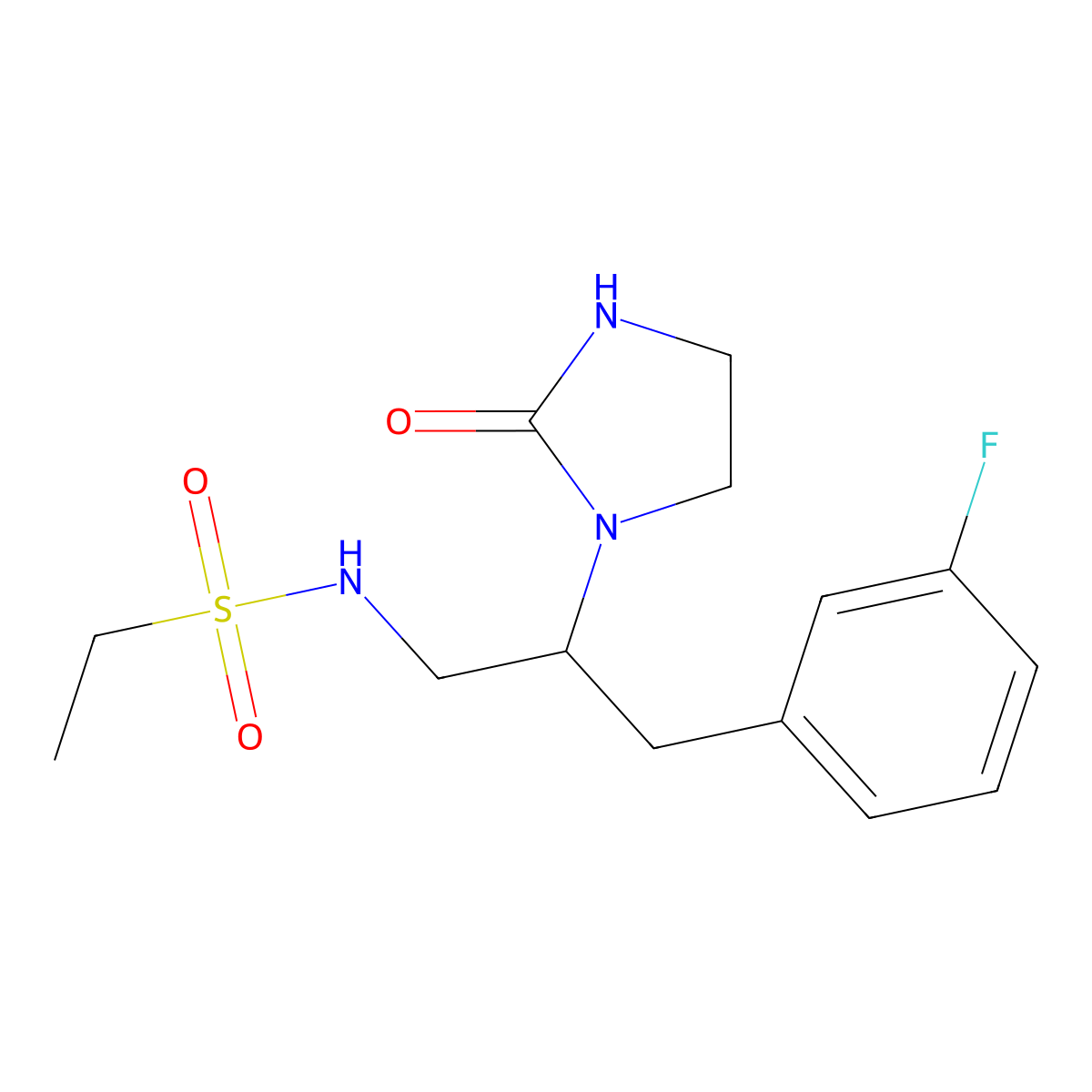N-(3-(3-fluorophenyl)-2-(2-oxoimidazolidin-1-yl)propyl)ethanesulfonamide molecular structure, CAS 1421509-88-7