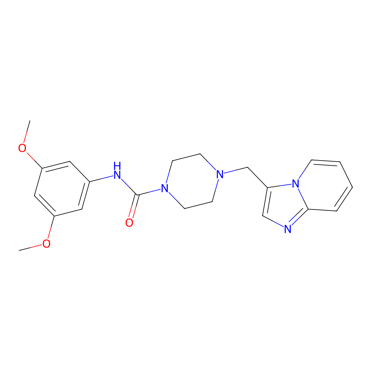 N-(3,5-dimethoxyphenyl)-4-(imidazo[1,2-a]pyridin-3-ylmethyl)piperazine-1-carboxamide molecular structure, CAS 1421509-89-8