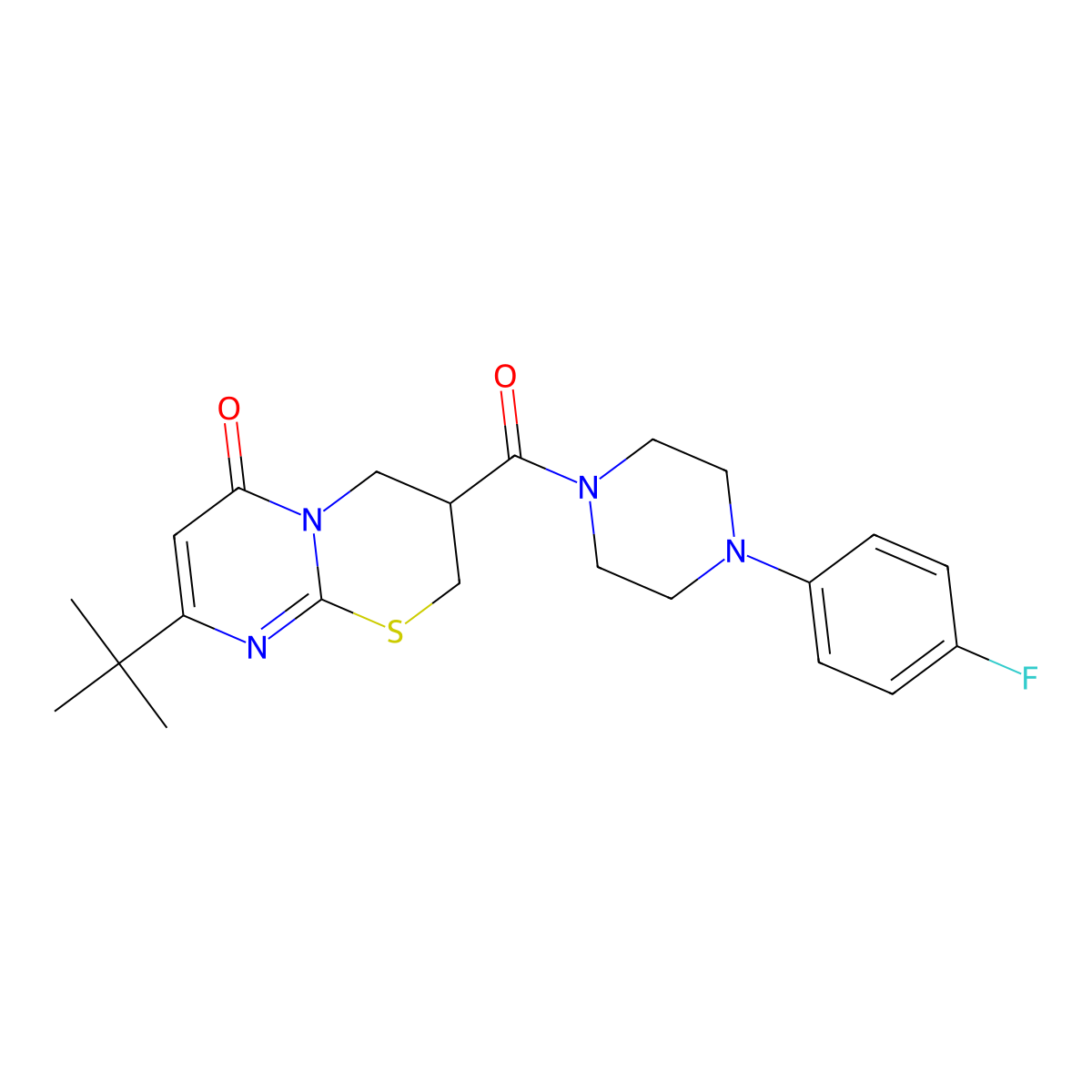 8-(tert-butyl)-3-(4-(4-fluorophenyl)piperazine-1-carbonyl)-3,4-dihydropyrimido[2,1-b][1,3]thiazin-6(2H)-one molecular structure, CAS 1421509-95-6