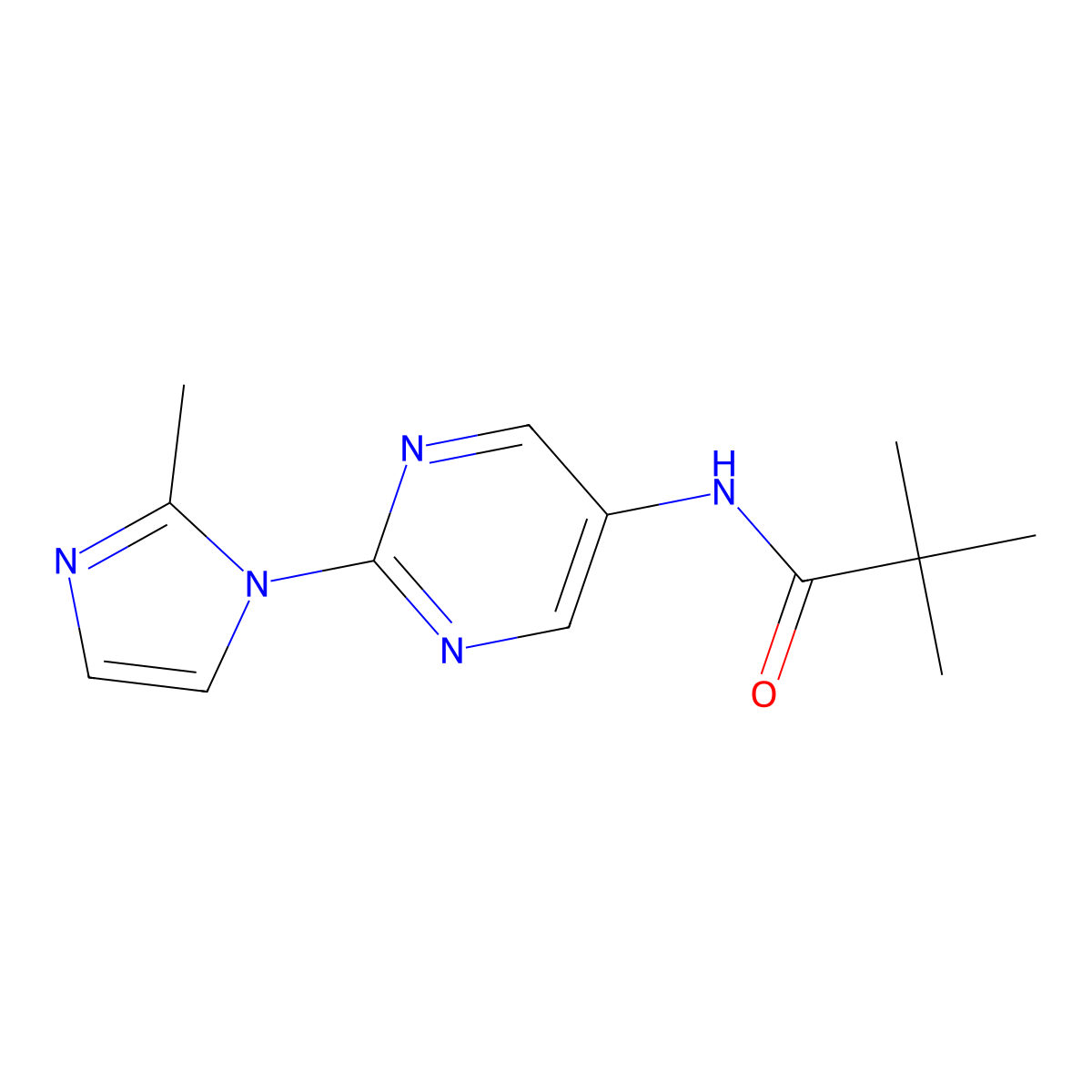 N-(2-(2-methyl-1H-imidazol-1-yl)pyrimidin-5-yl)pivalamide molecular structure, CAS 1421509-96-7