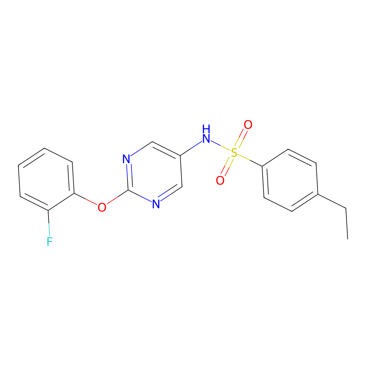 4-ethyl-N-(2-(2-fluorophenoxy)pyrimidin-5-yl)benzenesulfonamide molecular structure, CAS 1421510-00-0