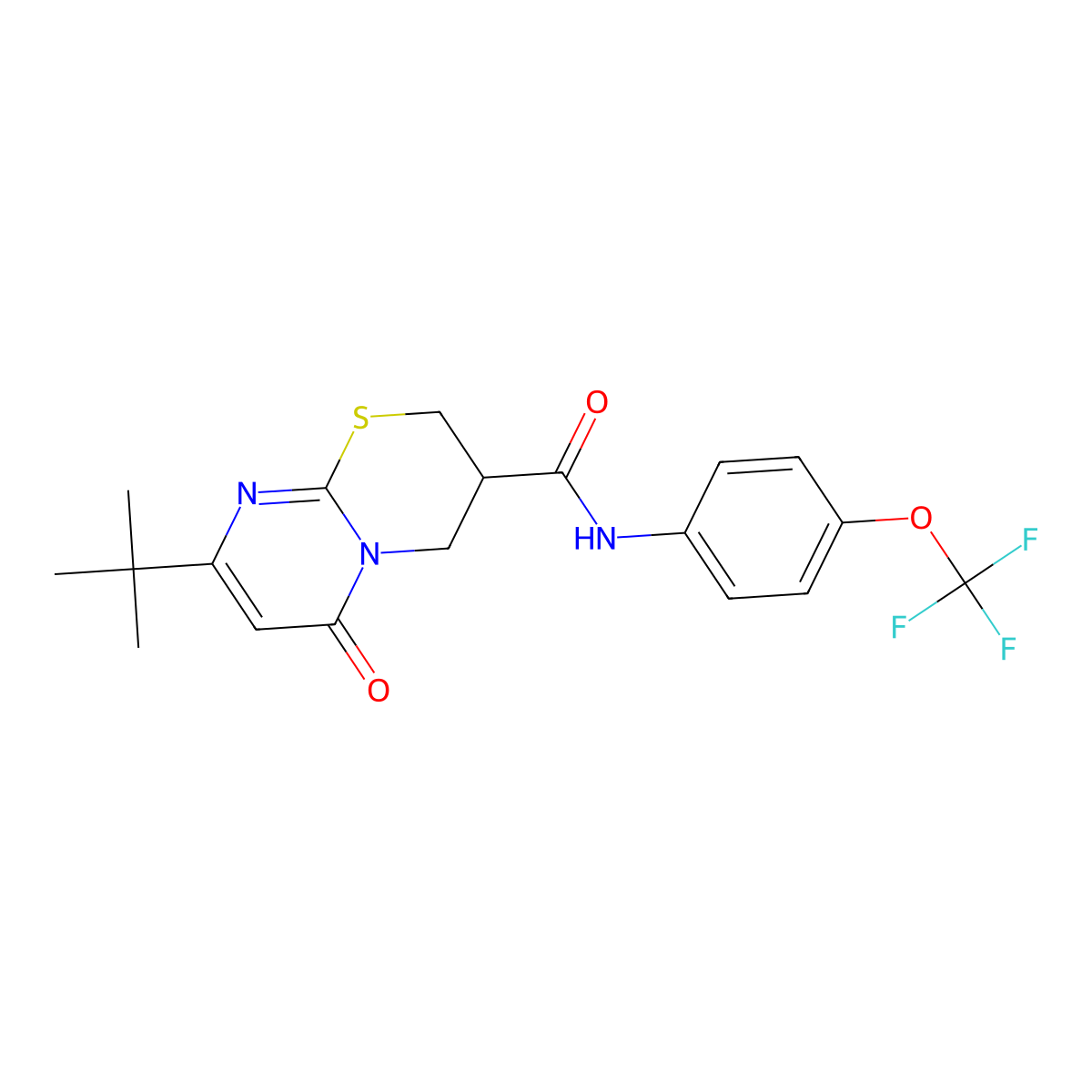 8-(tert-butyl)-6-oxo-N-(4-(trifluoromethoxy)phenyl)-2,3,4,6-tetrahydropyrimido[2,1-b][1,3]thiazine-3-carboxamide molecular structure, CAS 1421510-01-1