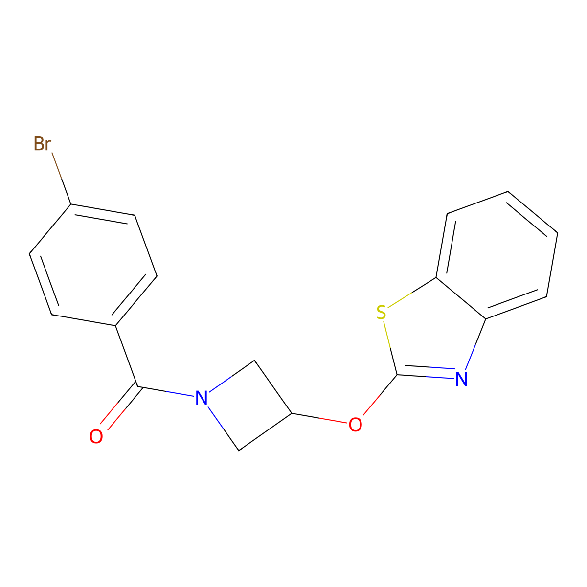 (3-(Benzo[d]thiazol-2-yloxy)azetidin-1-yl)(4-bromophenyl)methanone molecular structure, CAS 1421510-03-3