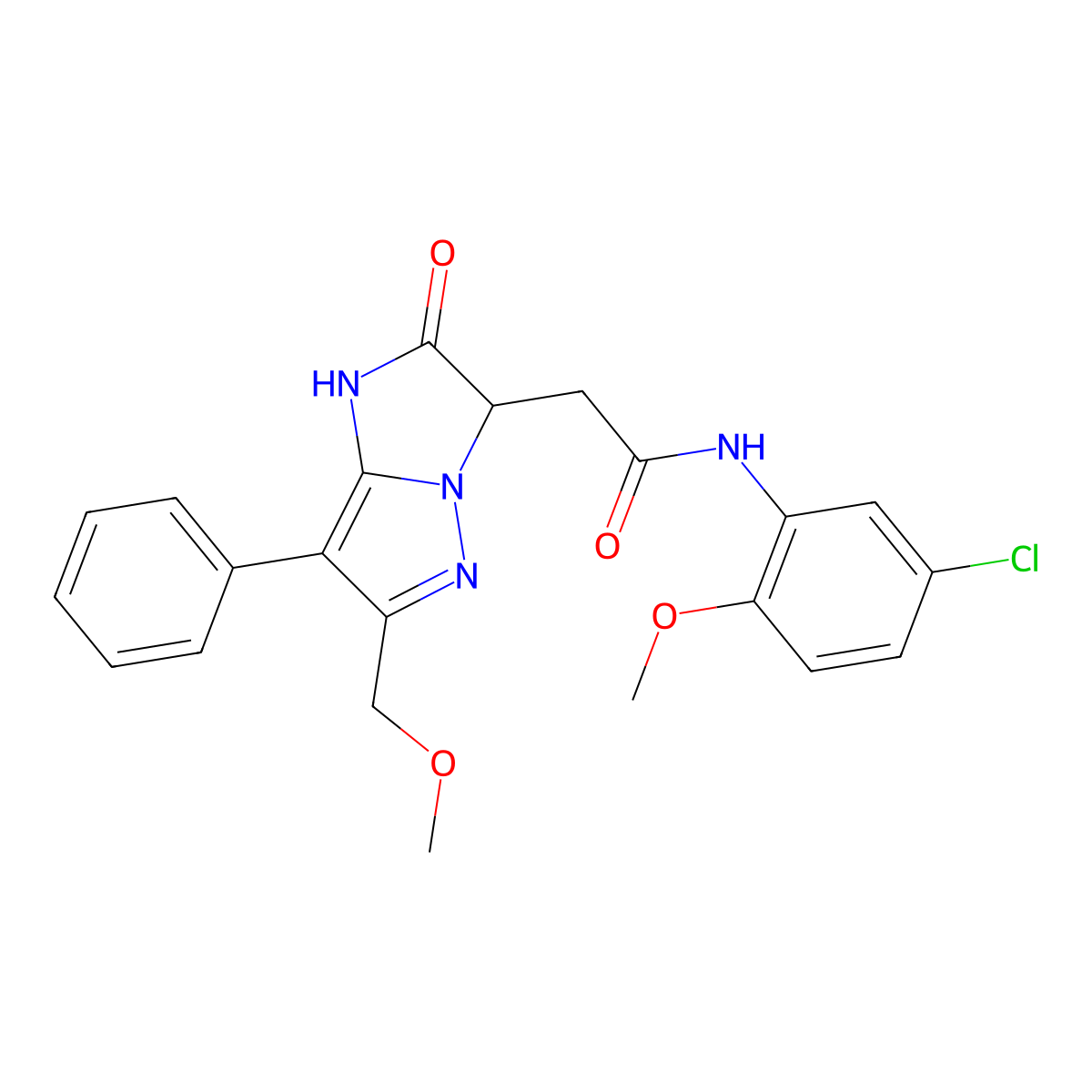 N-(5-chloro-2-methoxyphenyl)-2-(6-(methoxymethyl)-2-oxo-7-phenyl-2,3-dihydro-1H-imidazo[1,2-b]pyrazol-3-yl)acetamide molecular structure, CAS 1421510-04-4