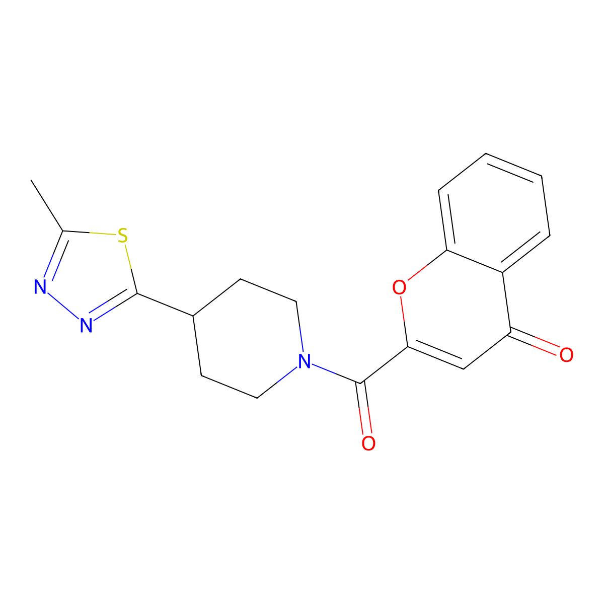 2-[4-(5-methyl-1,3,4-thiadiazol-2-yl)piperidine-1-carbonyl]-4H-chromen-4-one molecular structure, CAS 1421510-05-5
