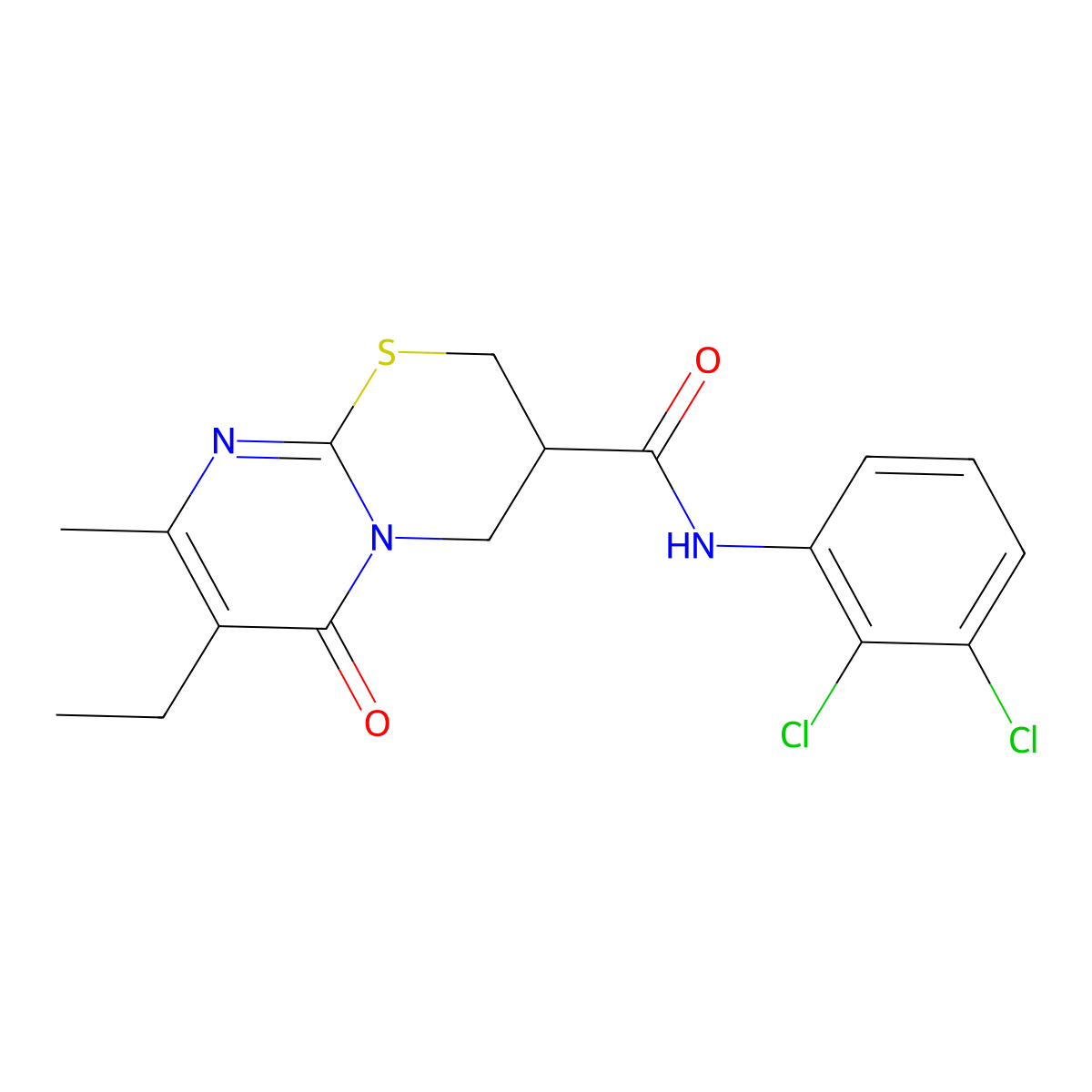 N-(2,3-dichlorophenyl)-7-ethyl-8-methyl-6-oxo-2,3,4,6-tetrahydropyrimido[2,1-b][1,3]thiazine-3-carboxamide molecular structure, CAS 1421510-08-8