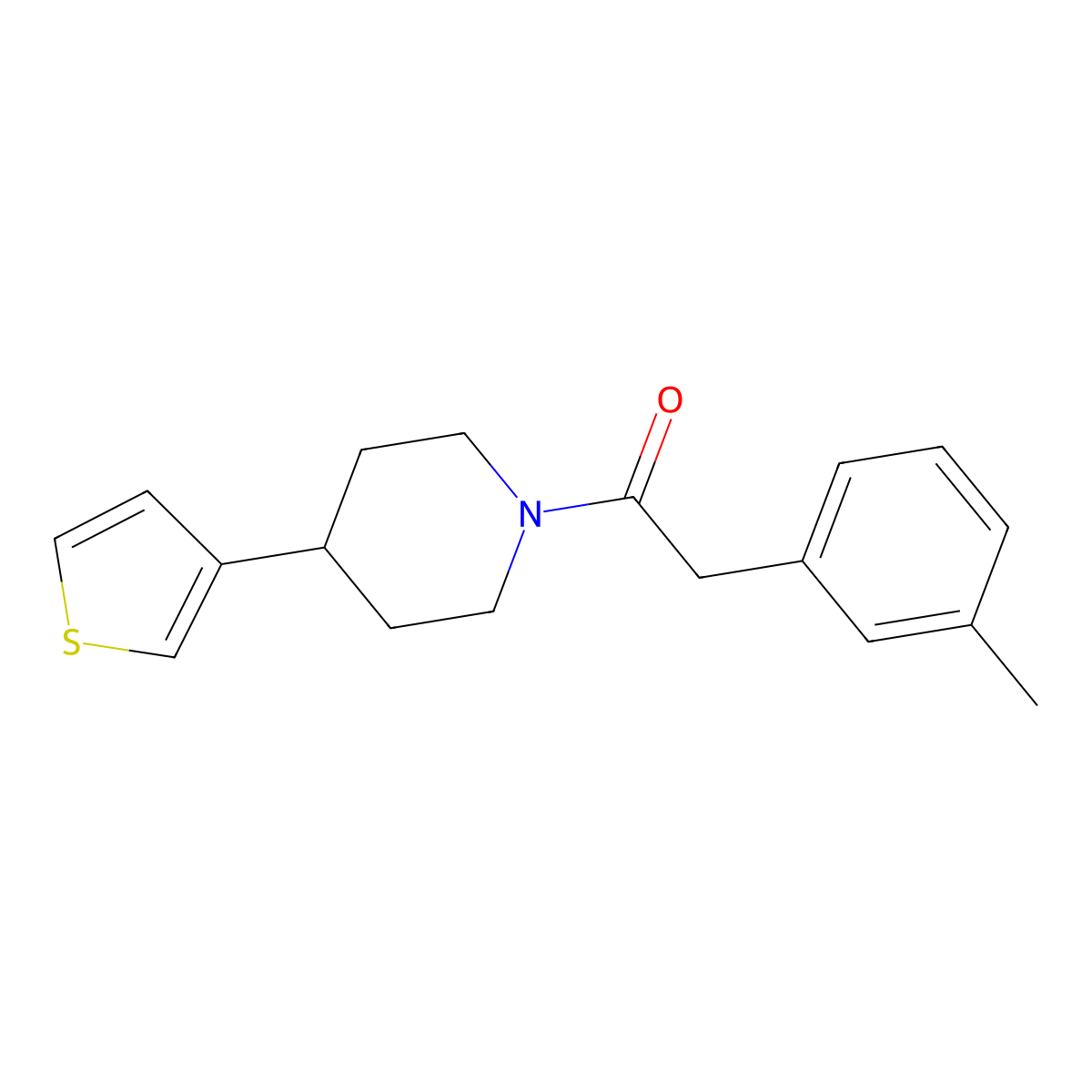 1-(4-(Thiophen-3-yl)piperidin-1-yl)-2-(m-tolyl)ethanone molecular structure, CAS 1421510-12-4