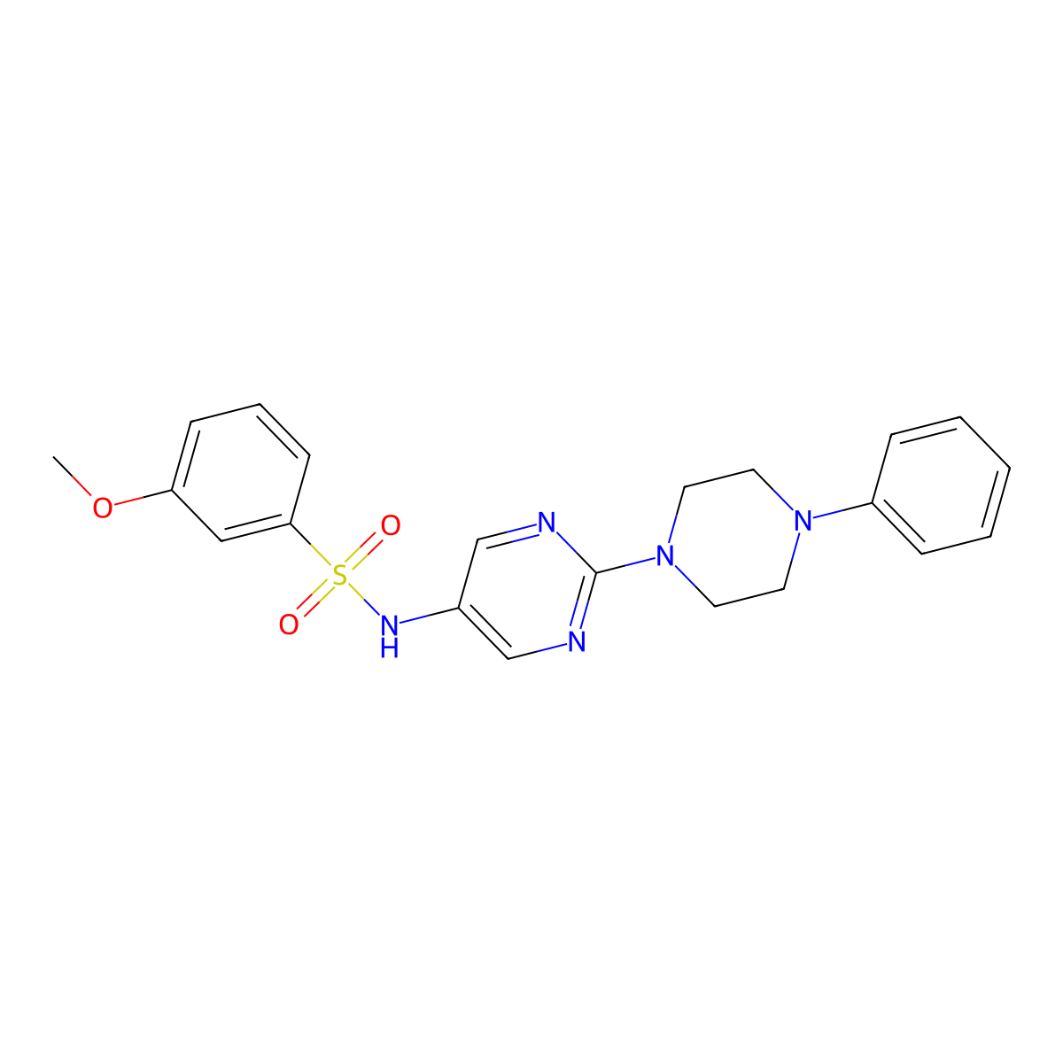 3-methoxy-N-(2-(4-phenylpiperazin-1-yl)pyrimidin-5-yl)benzenesulfonamide molecular structure, CAS 1421510-14-6