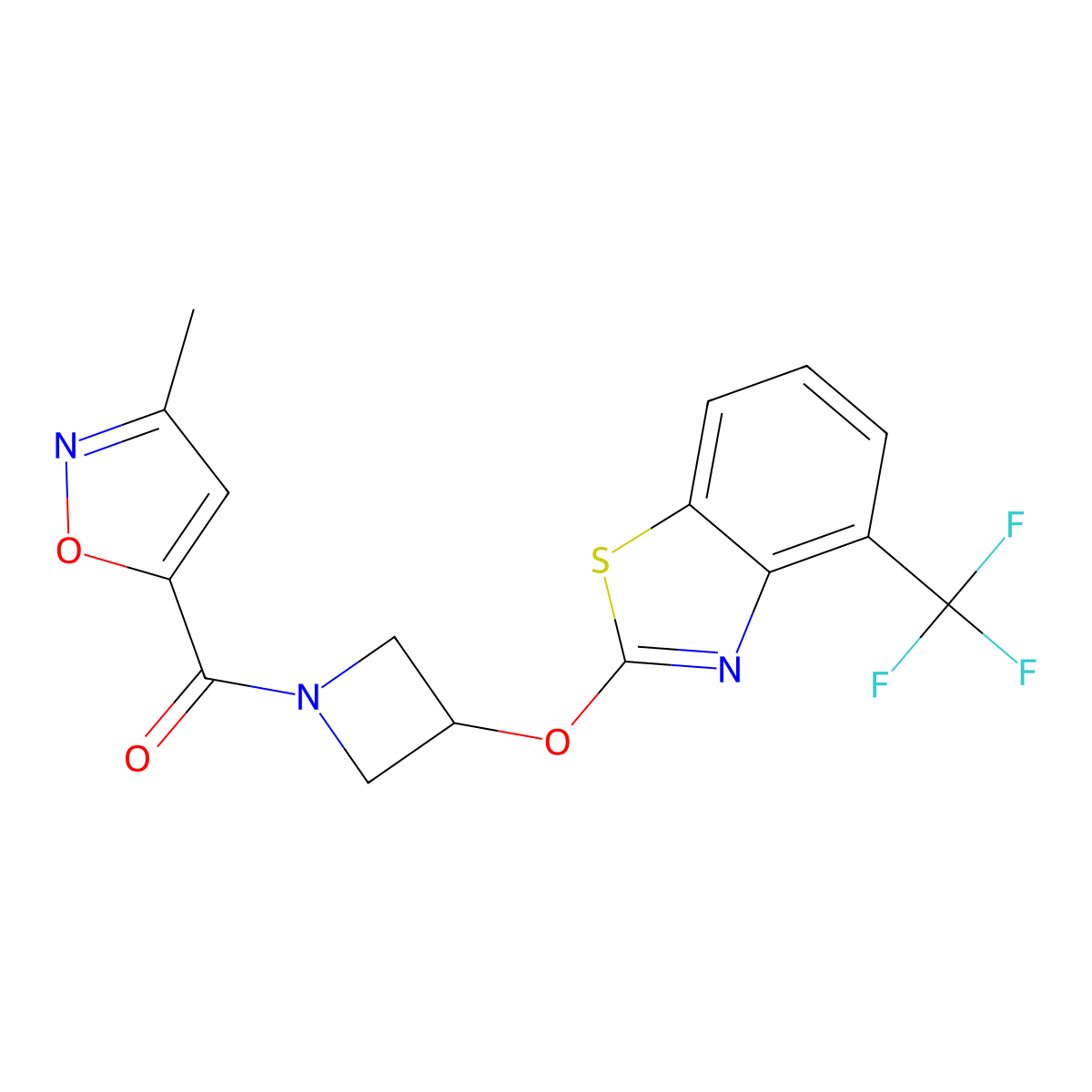 (3-Methylisoxazol-5-yl)(3-((4-(trifluoromethyl)benzo[d]thiazol-2-yl)oxy)azetidin-1-yl)methanone molecular structure, CAS 1421510-17-9