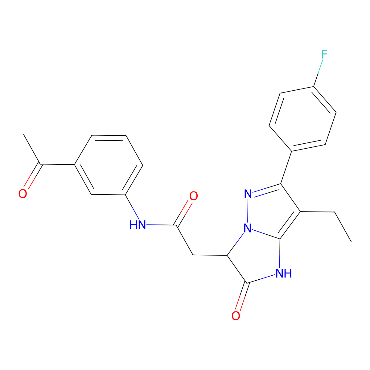 N-(3-acetylphenyl)-2-(7-ethyl-6-(4-fluorophenyl)-2-oxo-2,3-dihydro-1H-imidazo[1,2-b]pyrazol-3-yl)acetamide molecular structure, CAS 1421510-19-1