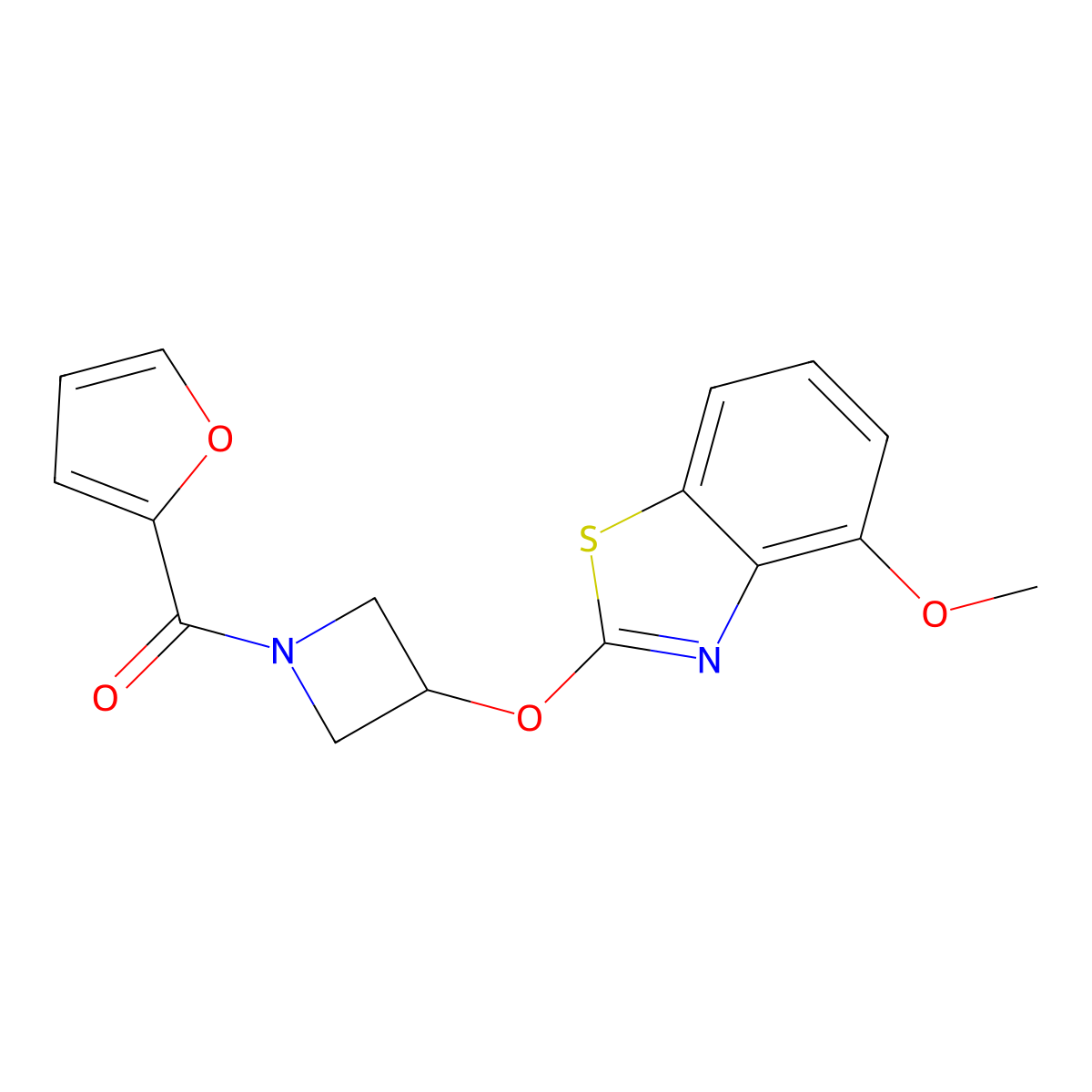 Furan-2-yl(3-((4-methoxybenzo[d]thiazol-2-yl)oxy)azetidin-1-yl)methanone molecular structure, CAS 1421510-24-8