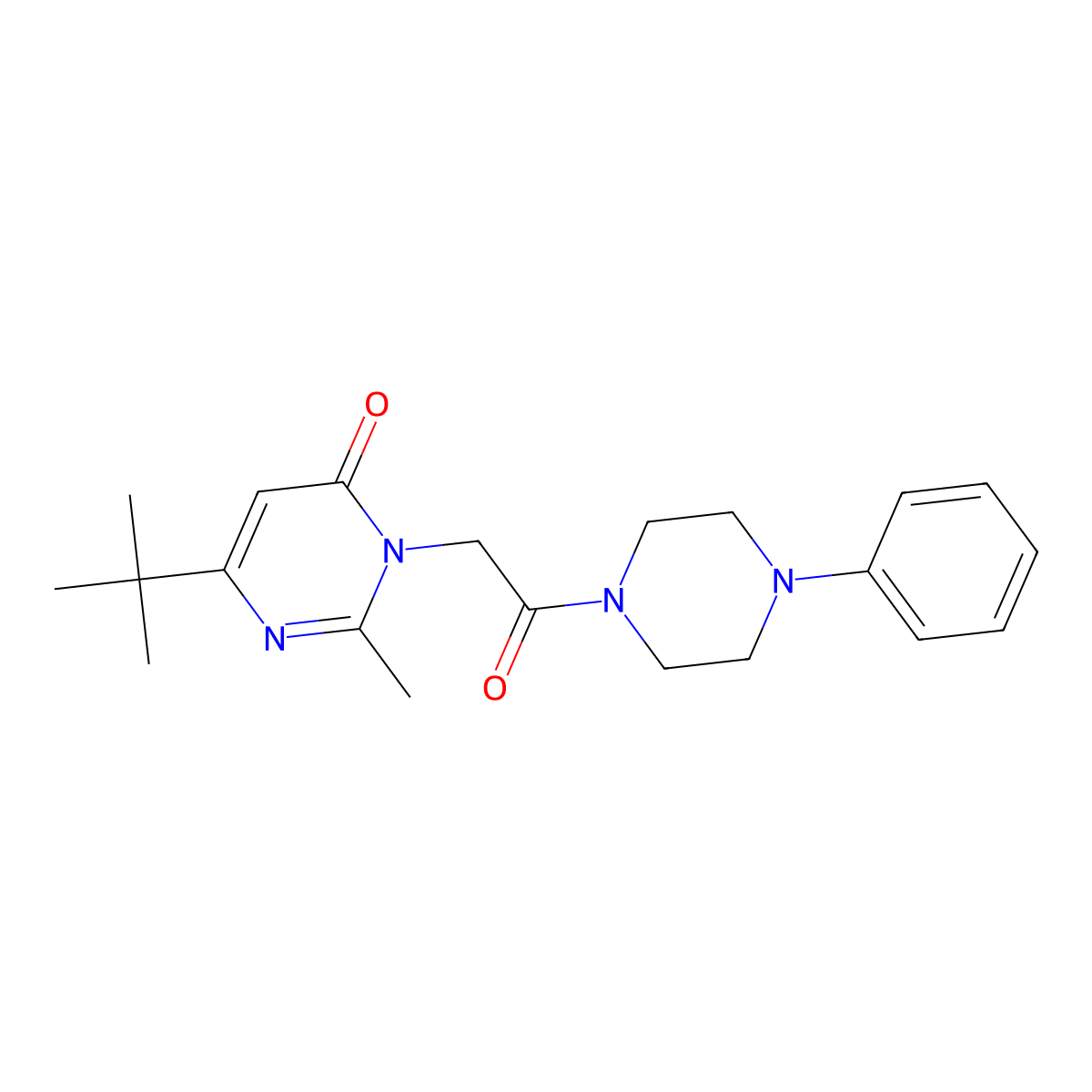 6-(tert-butyl)-2-methyl-3-(2-oxo-2-(4-phenylpiperazin-1-yl)ethyl)pyrimidin-4(3H)-one molecular structure, CAS 1421510-28-2