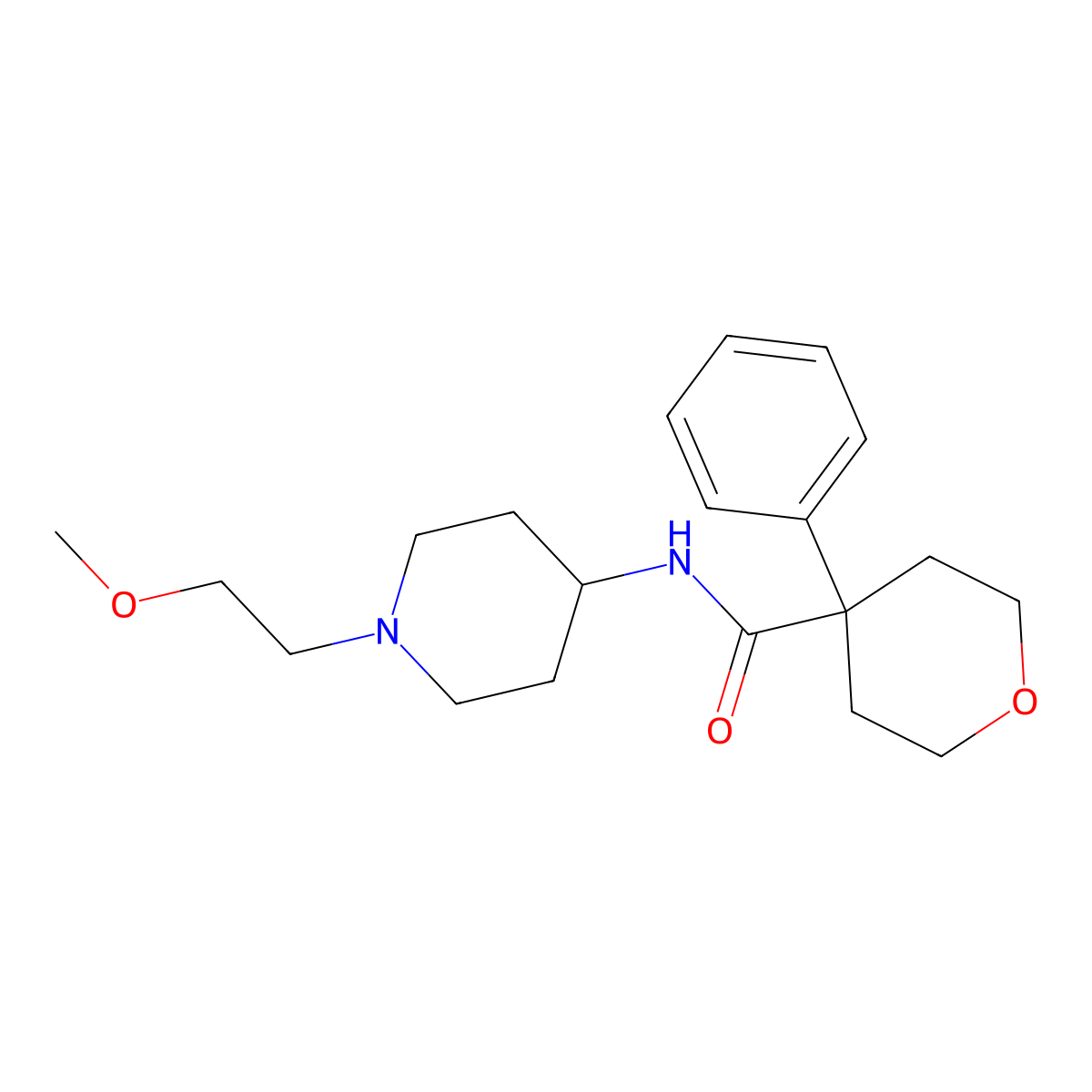 N-[1-(2-Methoxyethyl)piperidin-4-YL]-4-phenyloxane-4-carboxamide molecular structure, CAS 1421510-29-3