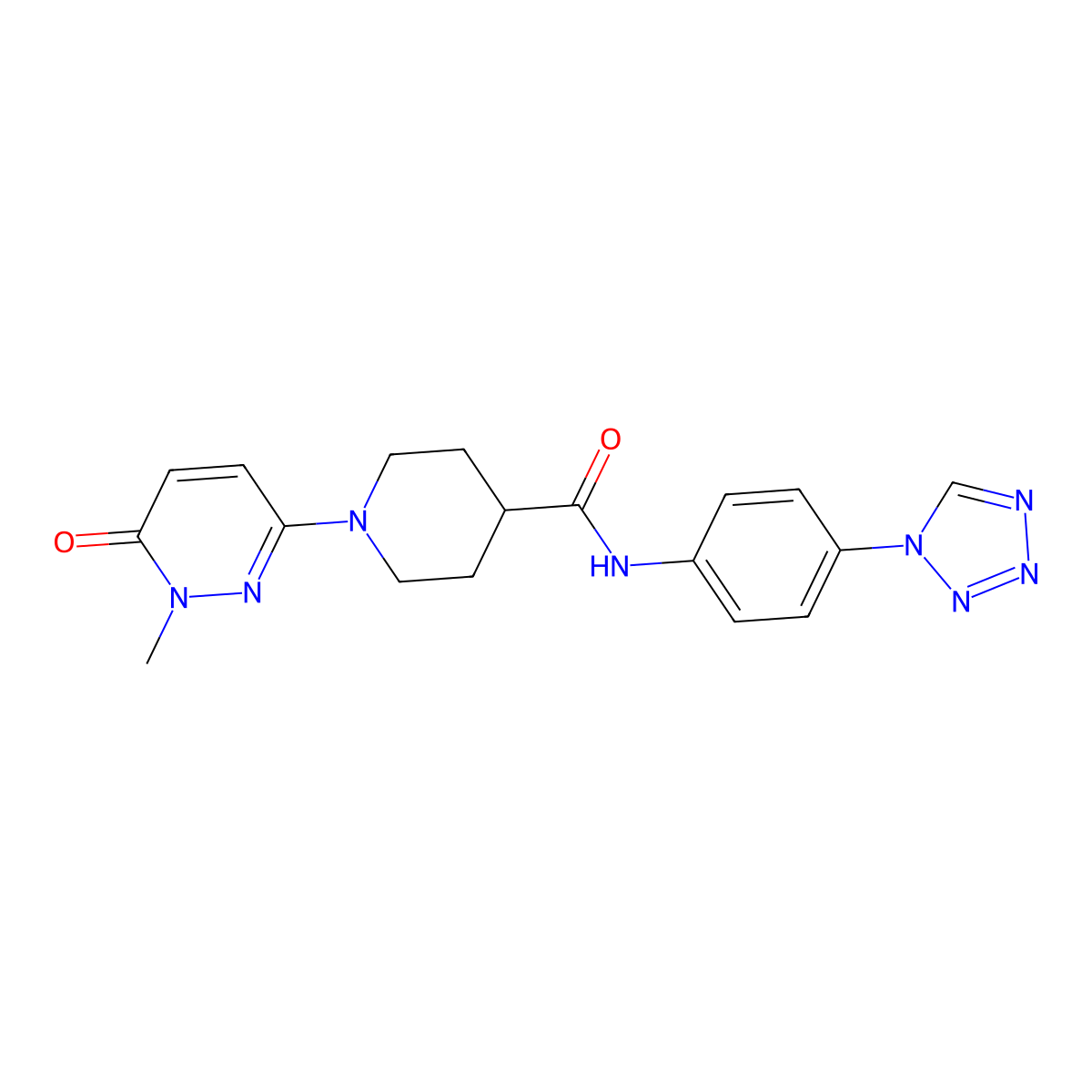 N-(4-(1H-tetrazol-1-yl)phenyl)-1-(1-methyl-6-oxo-1,6-dihydropyridazin-3-yl)piperidine-4-carboxamide molecular structure, CAS 1421512-24-4